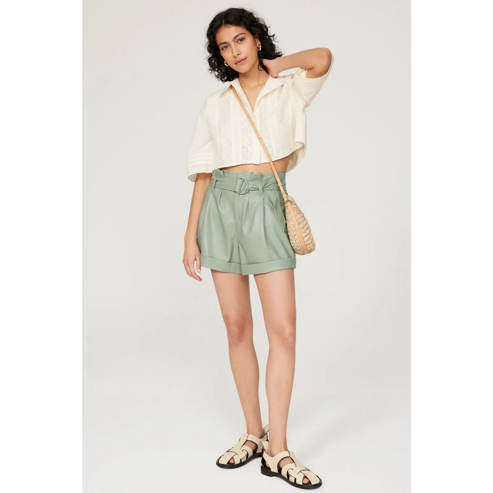 Marissa Webb Marissa Webb Faux Leather Shorts in Green Size 30" / US 8 / IT 44 - 1 Thumbnail