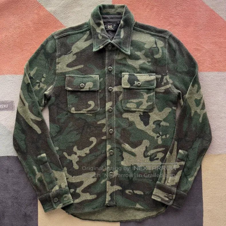 RRL Ralph Lauren RRL Ralph Lauren Camouflage cotton linen knitted shirt Size US S / EU 44-46 / 1 - 1 Thumbnail