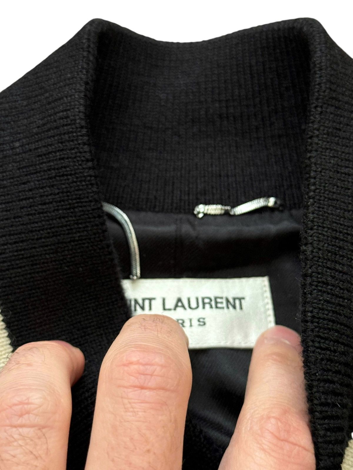 Saint Laurent Paris 2022 Black White Teddy Varsity Jacket Size US M / EU 48-50 / 2 - 4 Thumbnail
