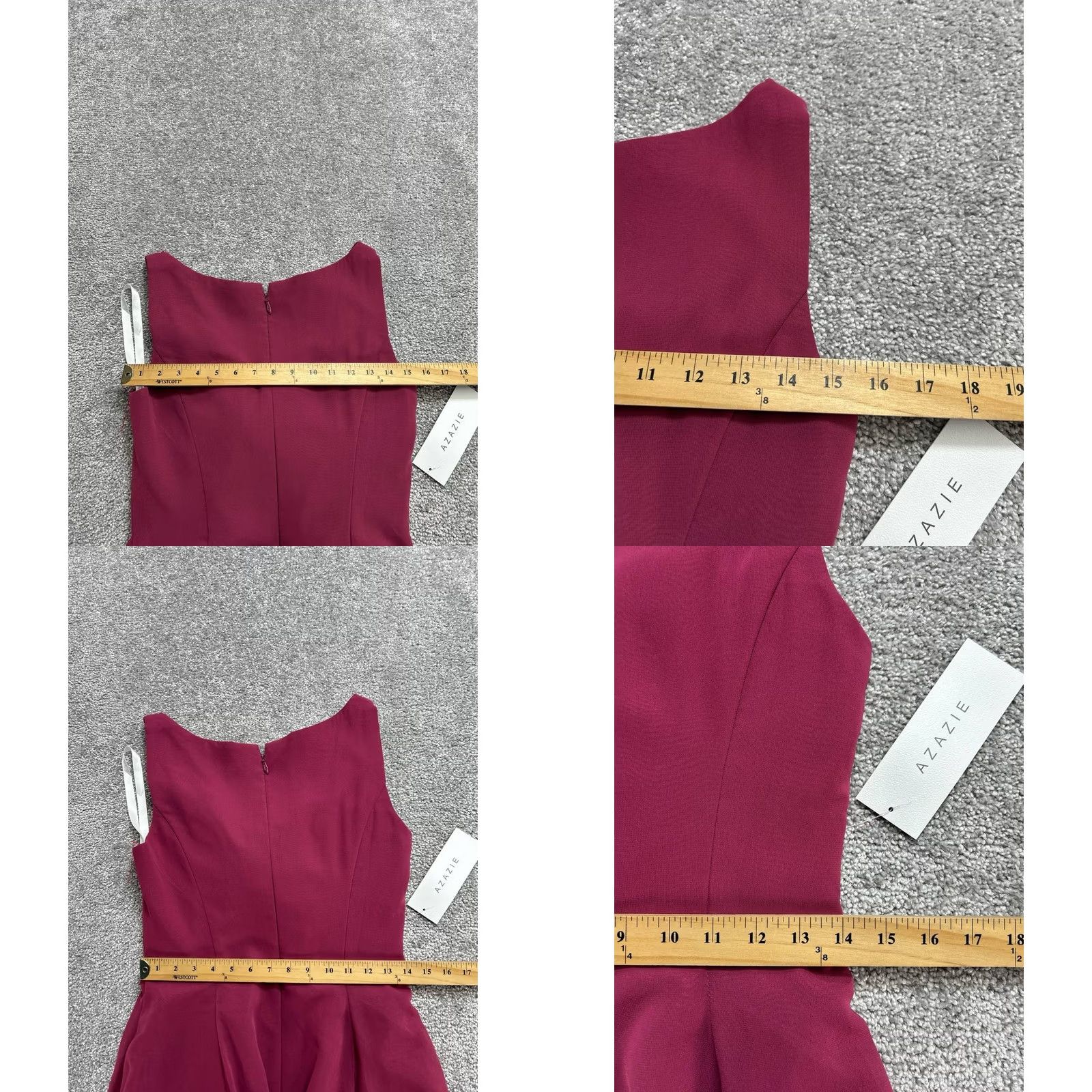 Vintage Azazie Kaya A-Line Dress Womens A8 Red Lined Sleeveless Scoop Neck Back Zip Formal Wedding Size M / US 6-8 / IT 42-44 - 8 Thumbnail