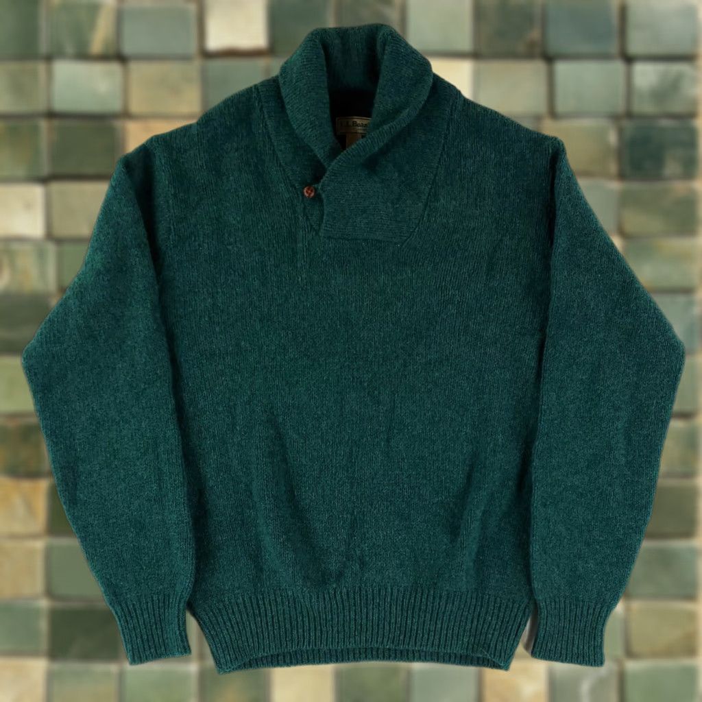 Vintage VINTAGE LL Bean Sweater Shawl Collar Wool Nylon Blend Made USA Green Mens L 90s Size US L / EU 52-54 / 3 - 1 Thumbnail