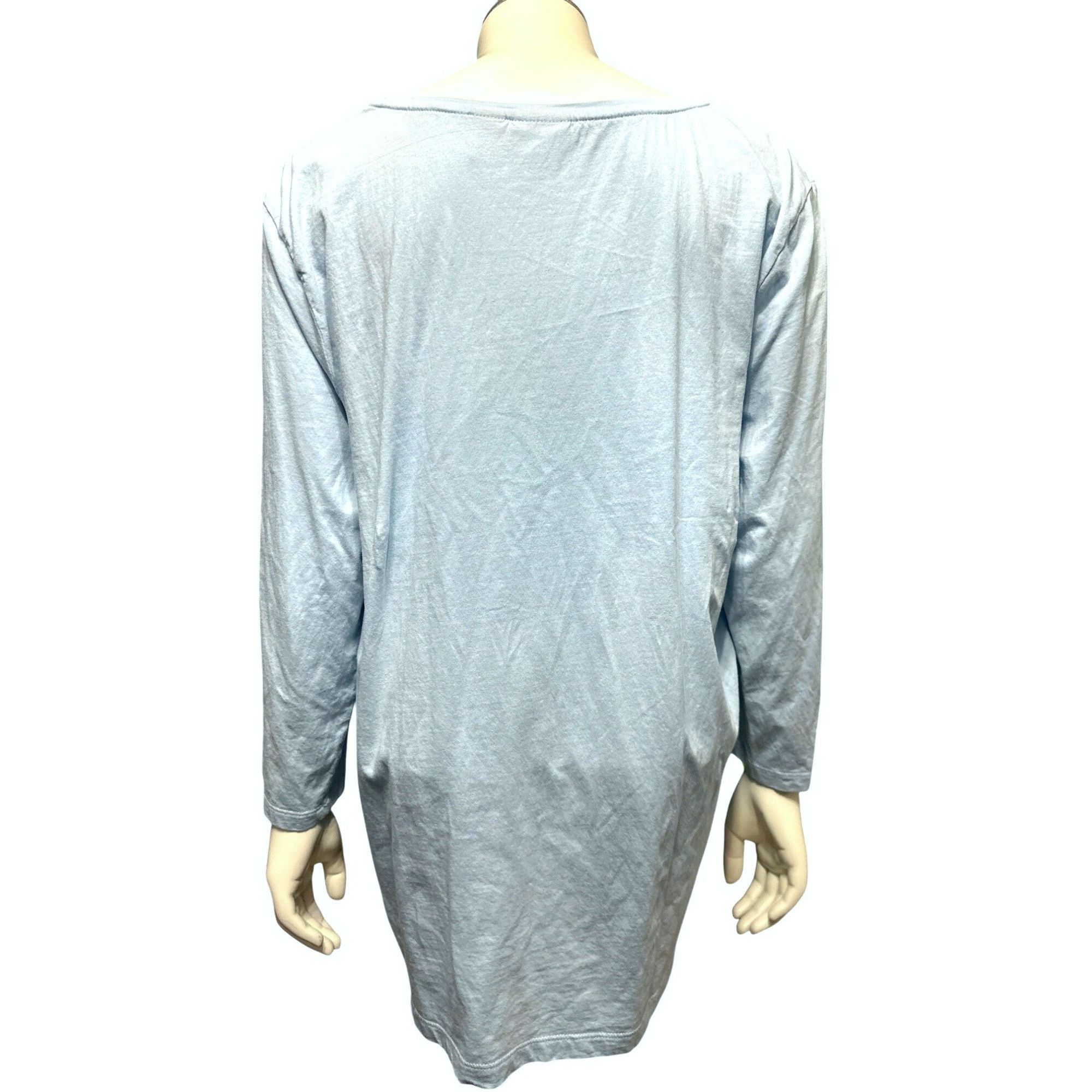 Chicos Chicos Light Blue Green Sequin Striped Long Sleeve Top Blous Size XL / US 12-14 / IT 48-50 - 3 Thumbnail