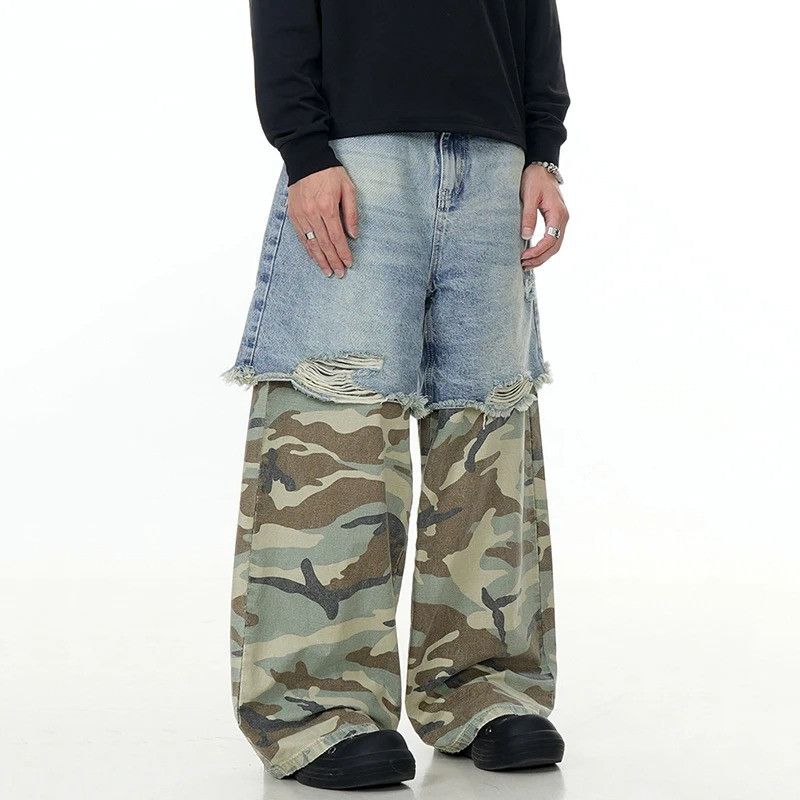 Jean Patchwork Camouflage Washed Vintage Jeans Size US 32 / EU 48 - 5 Thumbnail