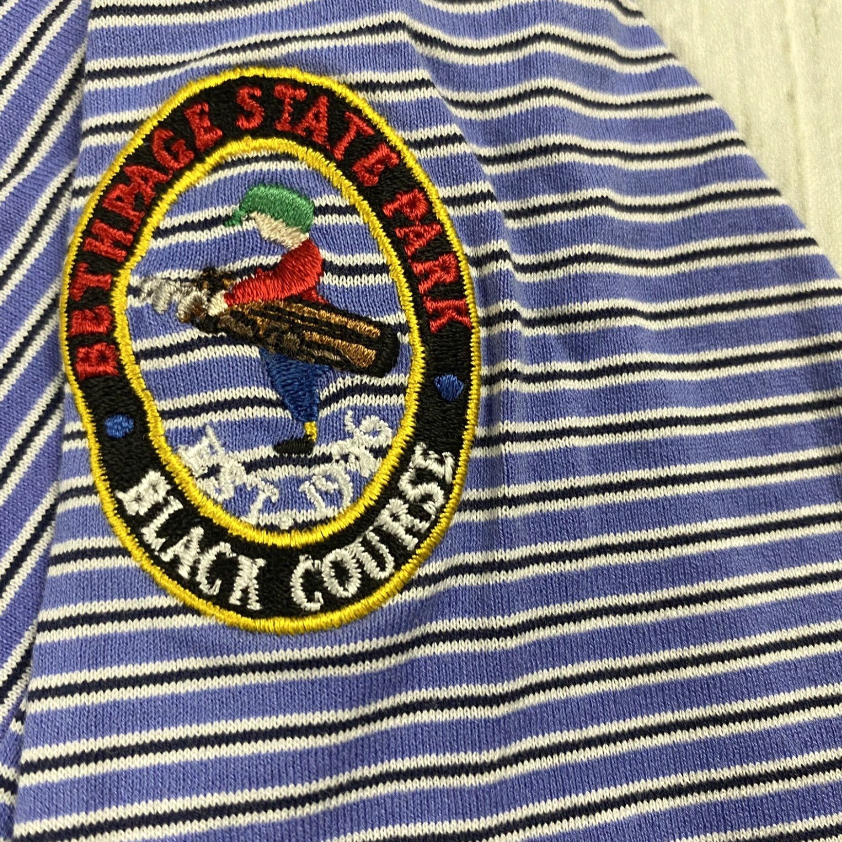 Polo Ralph Lauren VINTAGE POLO GOLF RALPH LAUREN EMBROIDERED STRIPED POLO SHIRT MENS L LIGHT BLUE LAVENDER GOLF Size US L / EU 52-54 / 3 - 2 Thumbnail