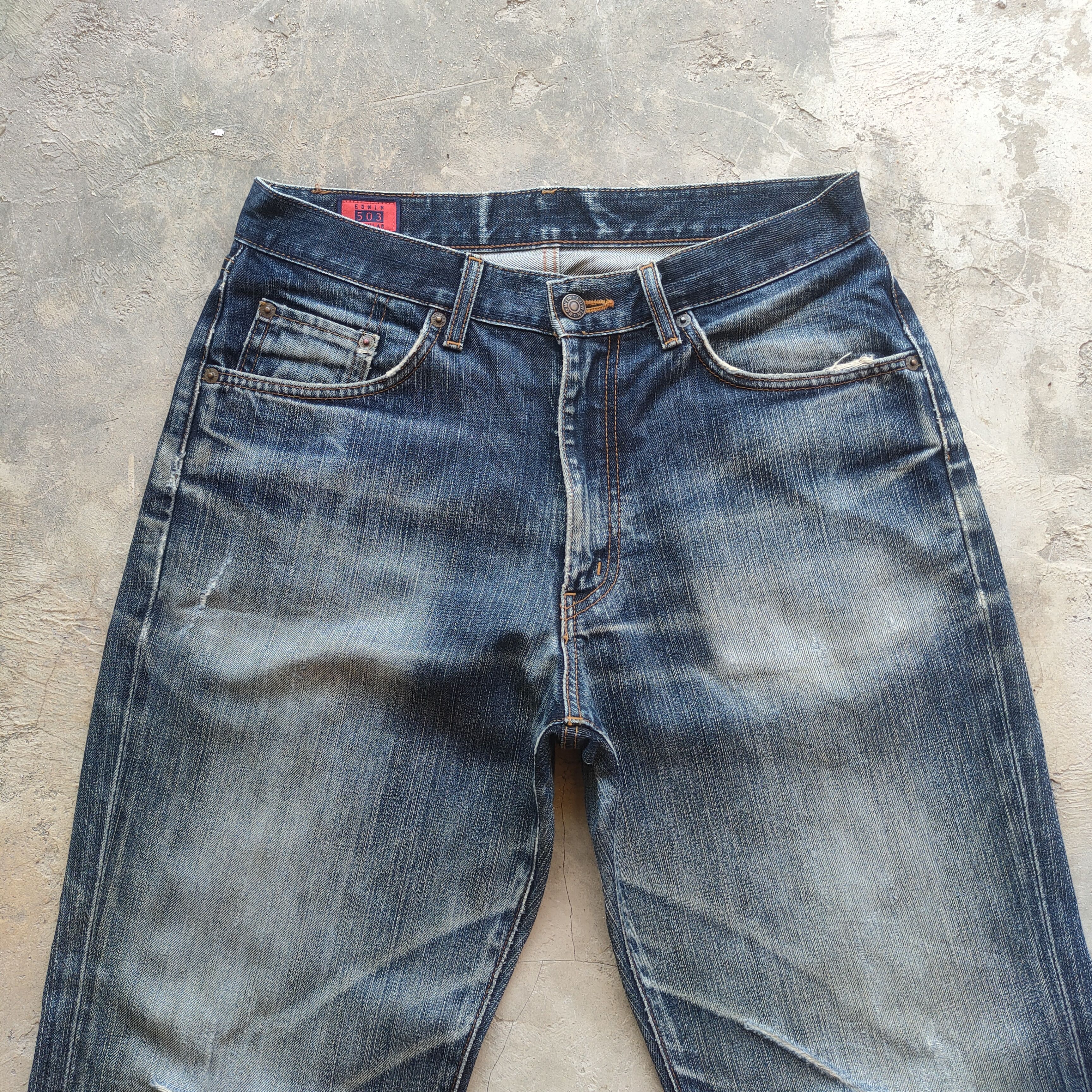 Edwin # VINTAGE EDWIN FADED DISTRESSED RIPPED JEAN PANTS Size US 32 / EU 48 - 4 Thumbnail