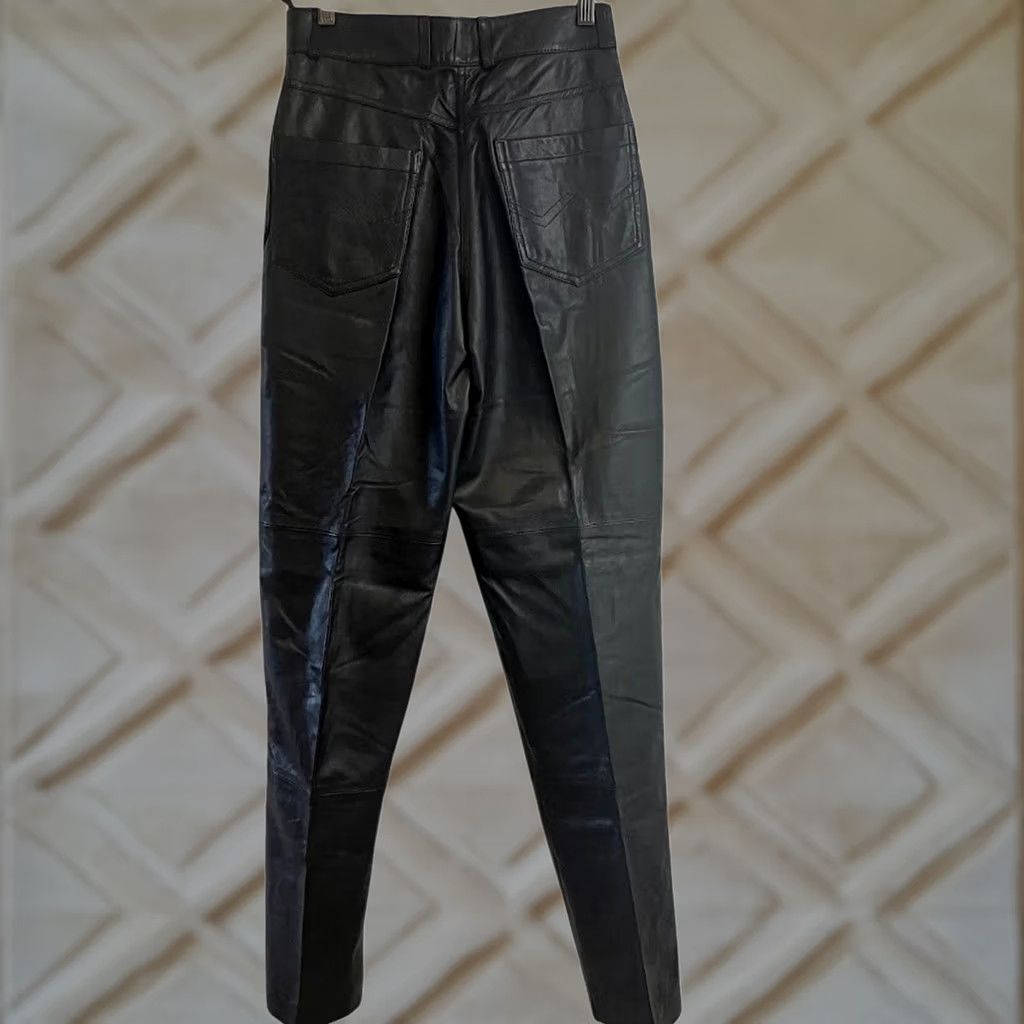 Arrow VINTAGE Black Lambskin Leather High Rise Tapered Leg 5 Pocket Pants Size 28x31 Size 28" / US 6 / IT 42 - 1 Thumbnail