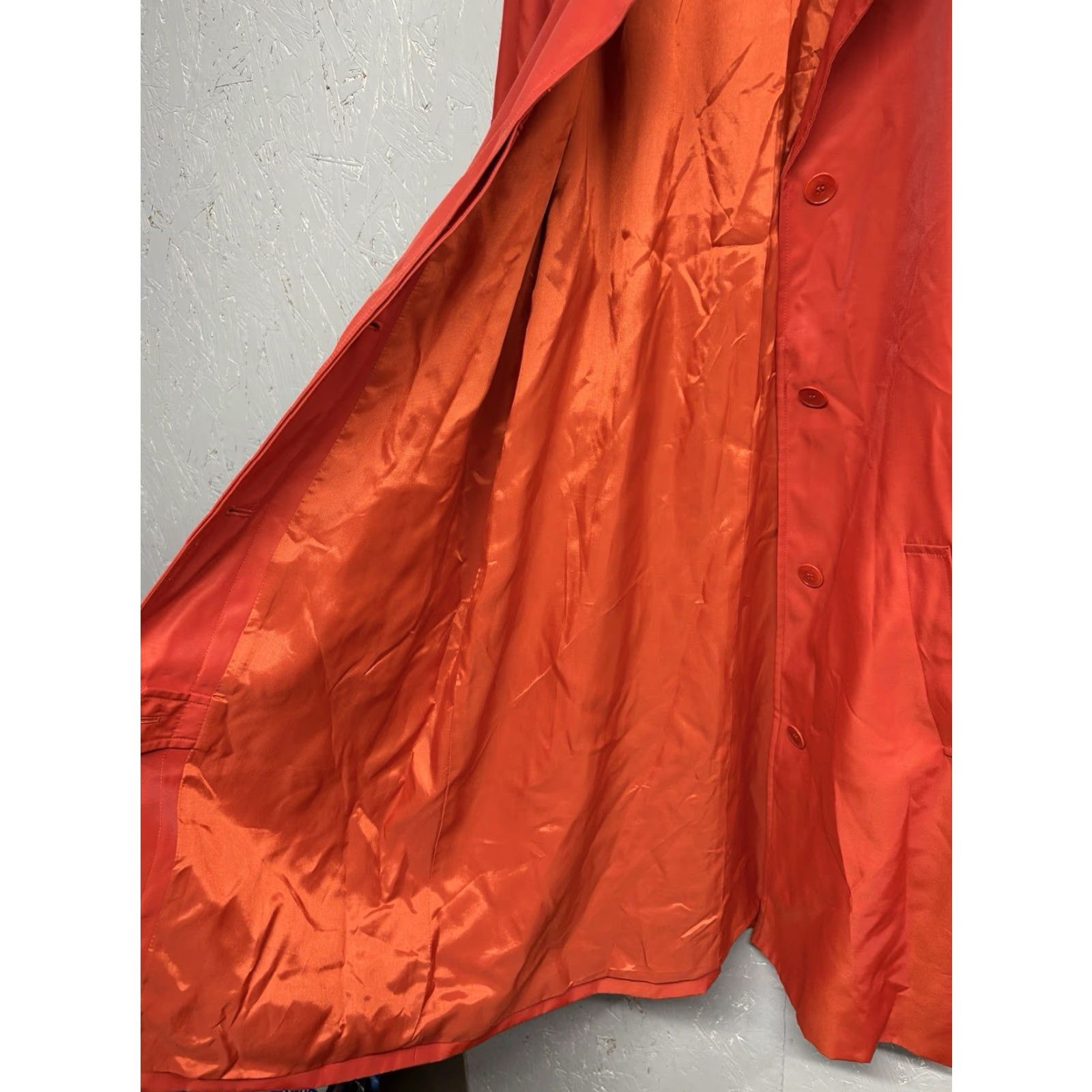 Ralph Lauren Lauren by Ralph Lauren Women M Red Trench Coat Button Closure Solid Long Lightweight Pockets Polyester Size M / US 6-8 / IT 42-44 - 7 Thumbnail
