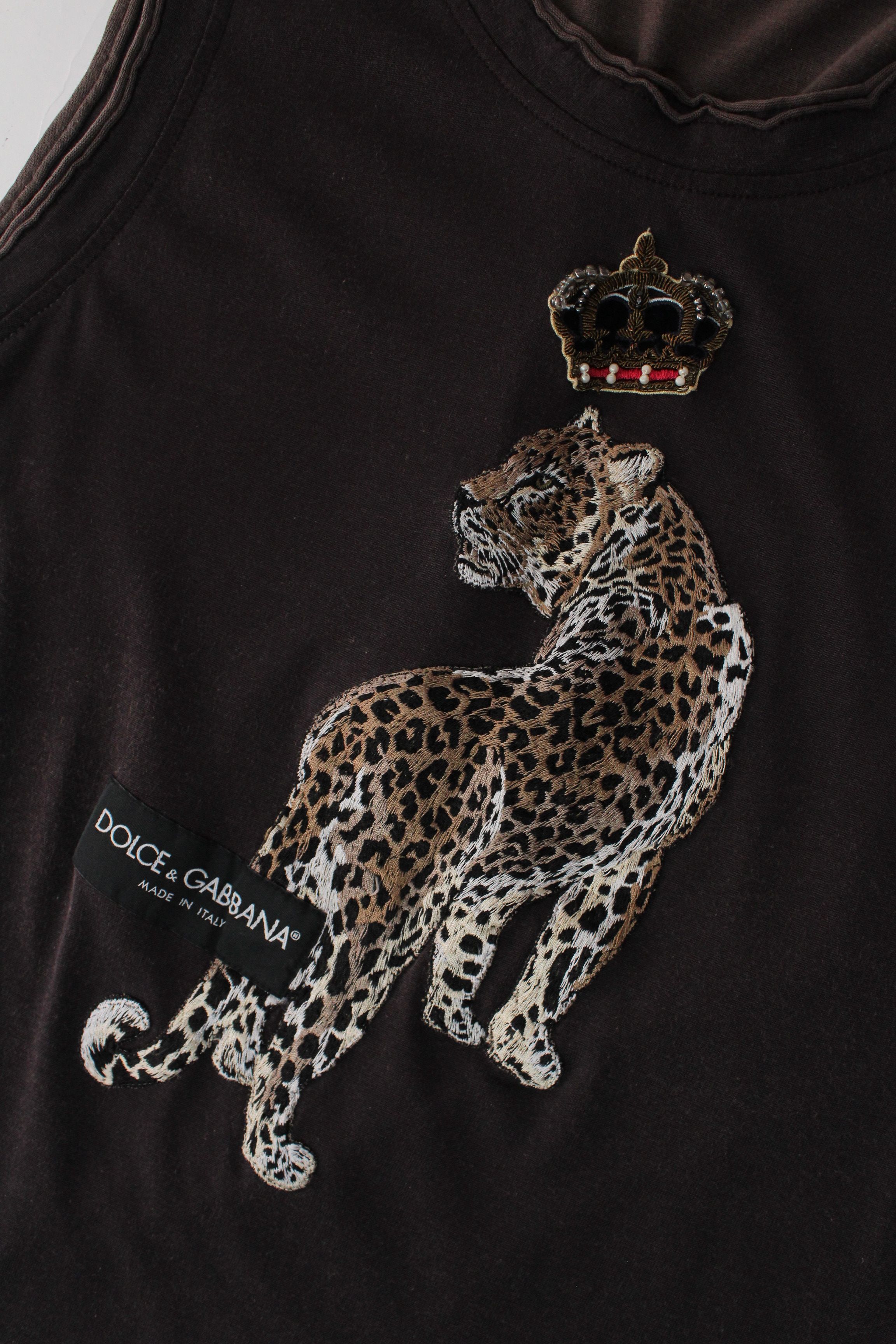 Dolce & Gabbana Dolce & Gabbana Leopard Crown Graphic Tank Top Brown IT 46 Size US S / EU 44-46 / 1 - 8 Thumbnail