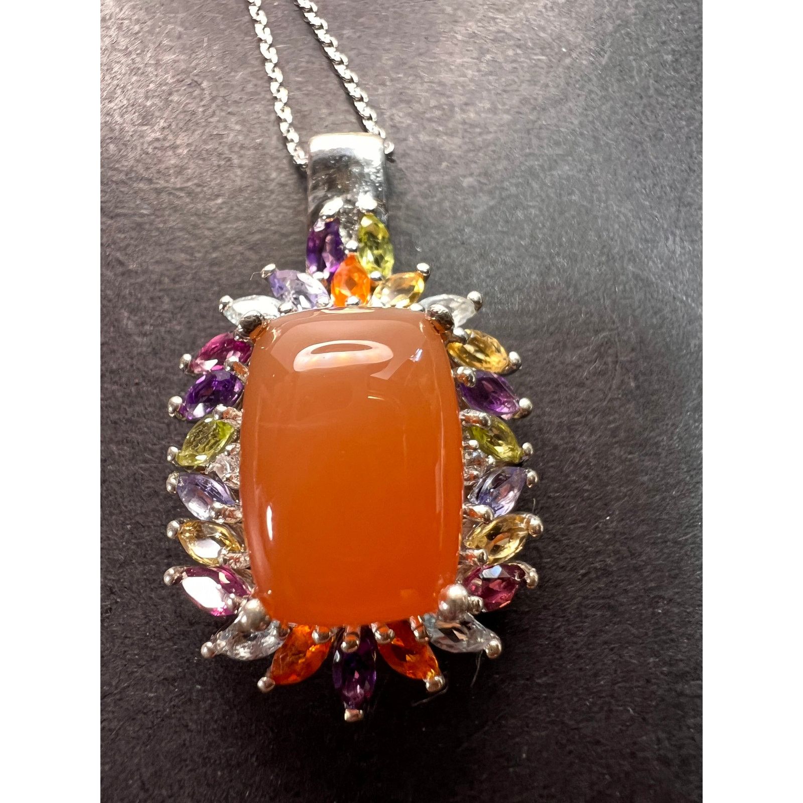 Other Peach moonstone necklace in platinum over sterling silver Size ONE SIZE - 6 Thumbnail