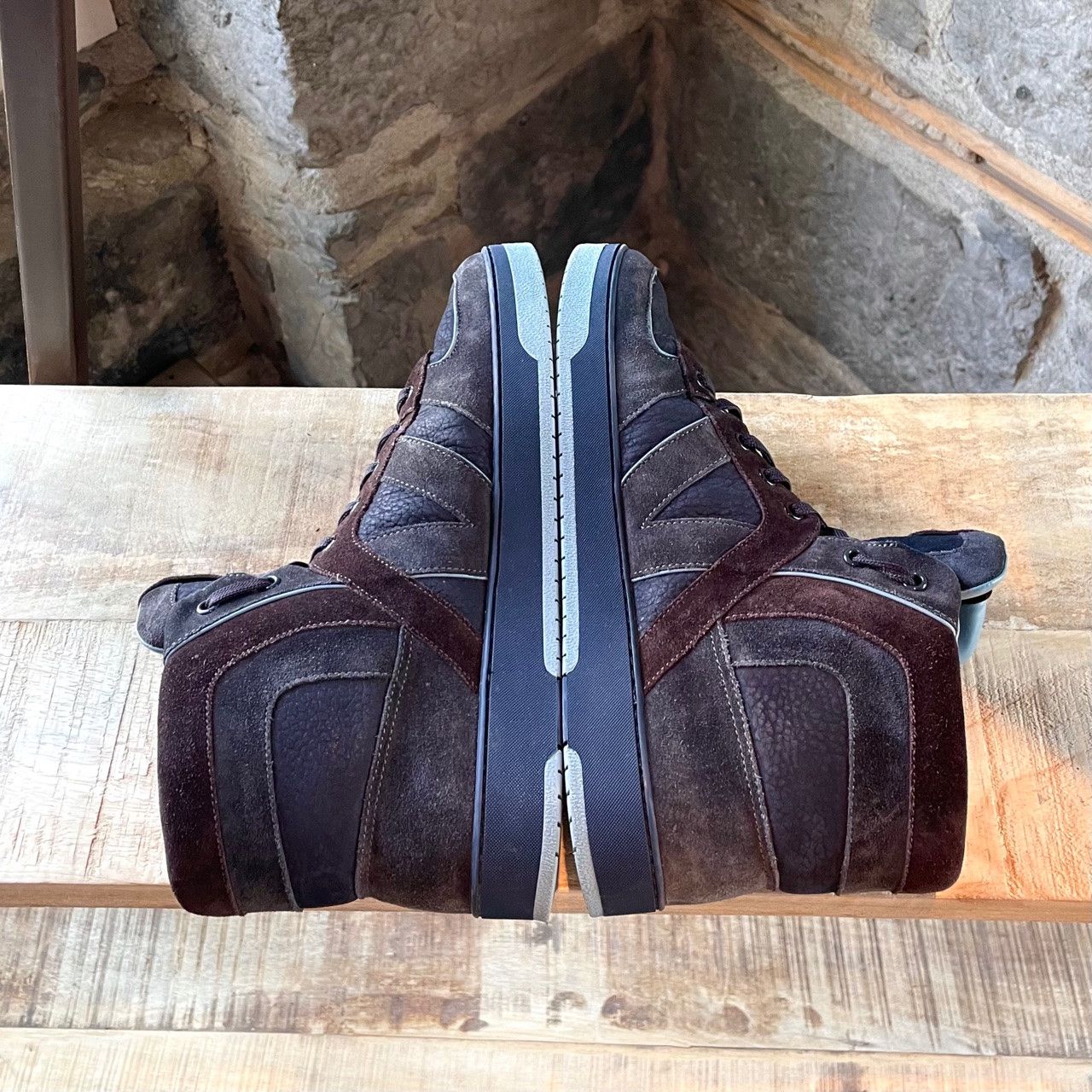 Louis Vuitton Louis Vuitton Brown Navy Suede High-Top Sneakers Size US 9 / EU 42 - 9 Thumbnail