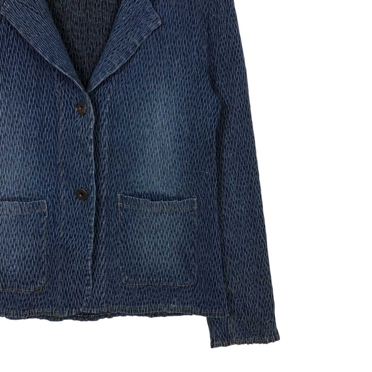 Japanese Brand 📌Pleated Cropped Biker Jacket Marie Usa Blue Indigo Size US M / EU 48-50 / 2 - 6 Thumbnail