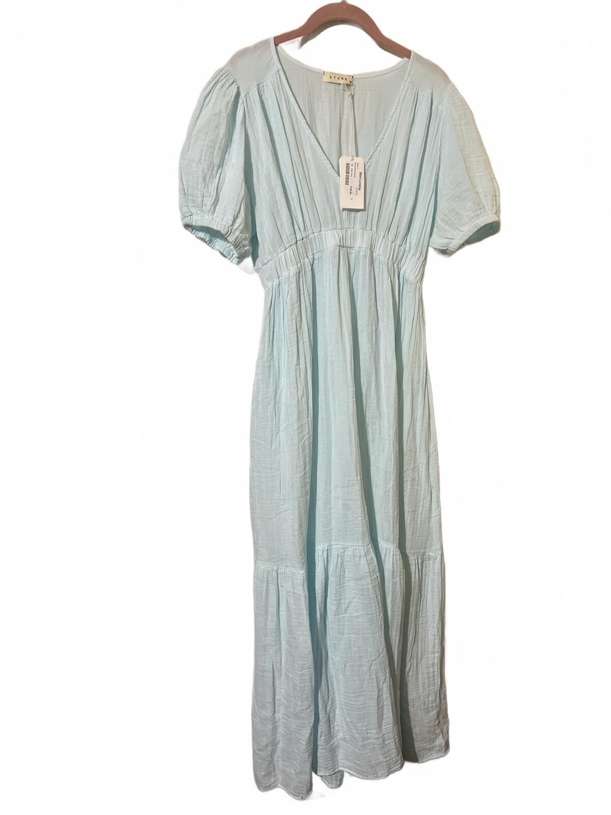 G-Star Stark X Guaze Light Blue Puff Sleeve Maxi Dress M $188 Size M / US 6-8 / IT 42-44 - 2 Thumbnail