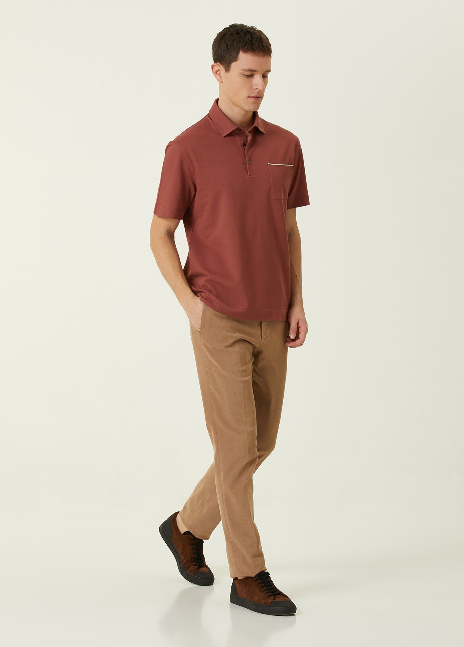 Ermenegildo Zegna ZEGNA solid brick red cotton polo shirt 50 Medium authentic Size US M / EU 48-50 / 2 - 3 Thumbnail