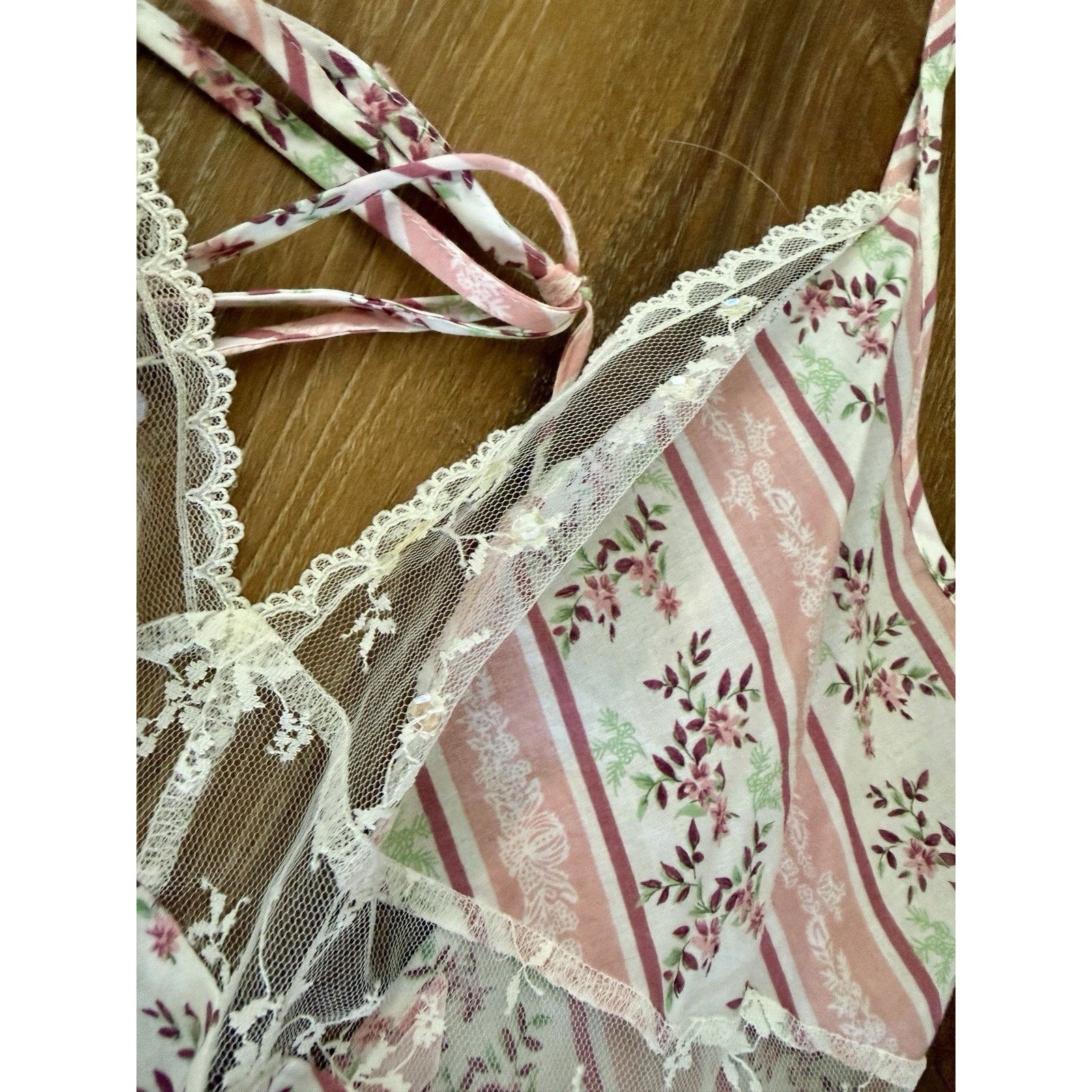 Victoria's Secret VTG Victoria's Secret Long Pink White Floral Nightgown Size ONE SIZE - 6 Thumbnail