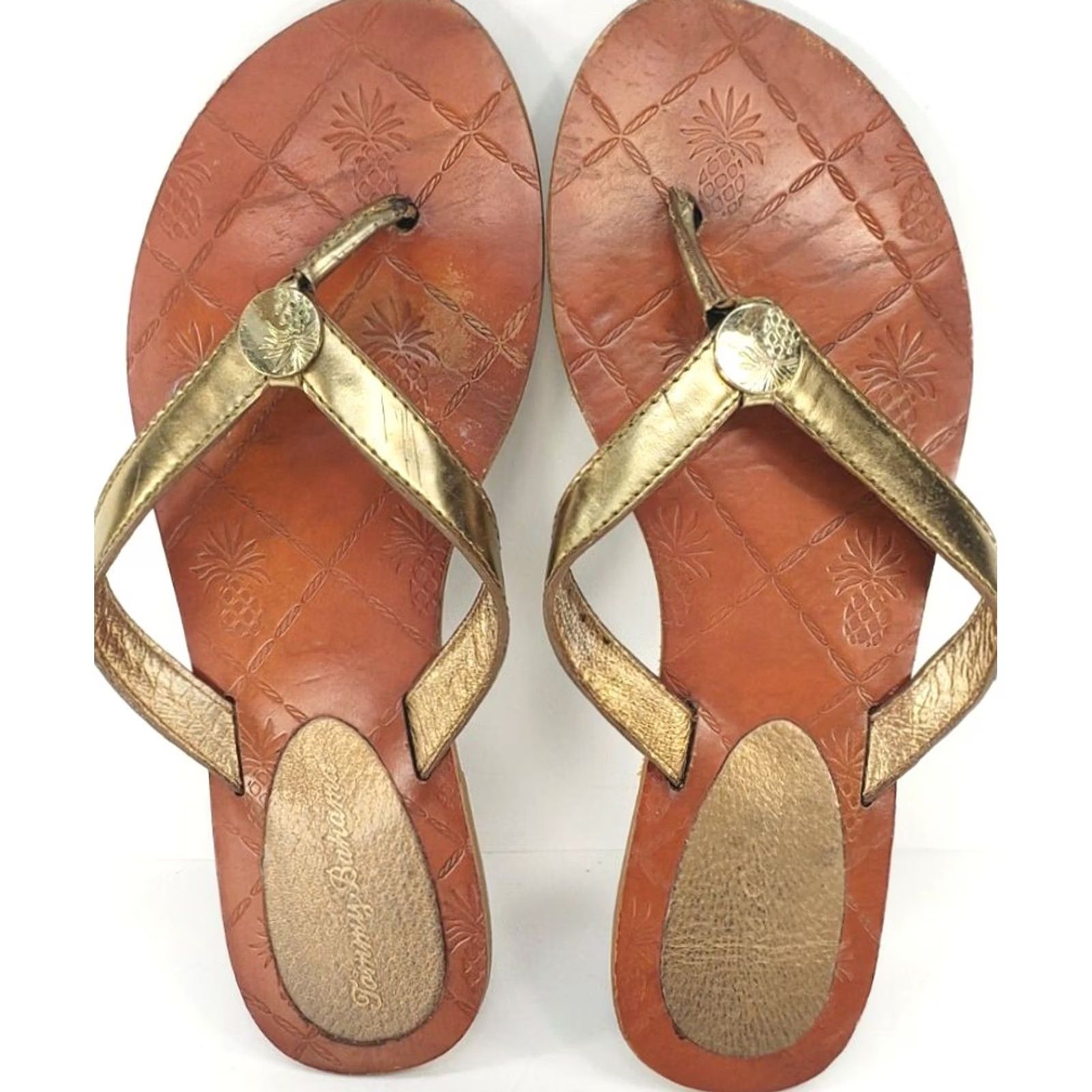 Tommy Bahama Tommy Bahama Havana Women’s 8B Gold Flat Sandal Leather Flip Flop Leather Footbed M Upper Gold Ornament Upfront Coastal Casual Relax --------------- Size US 8 / IT 38 - 6 Thumbnail