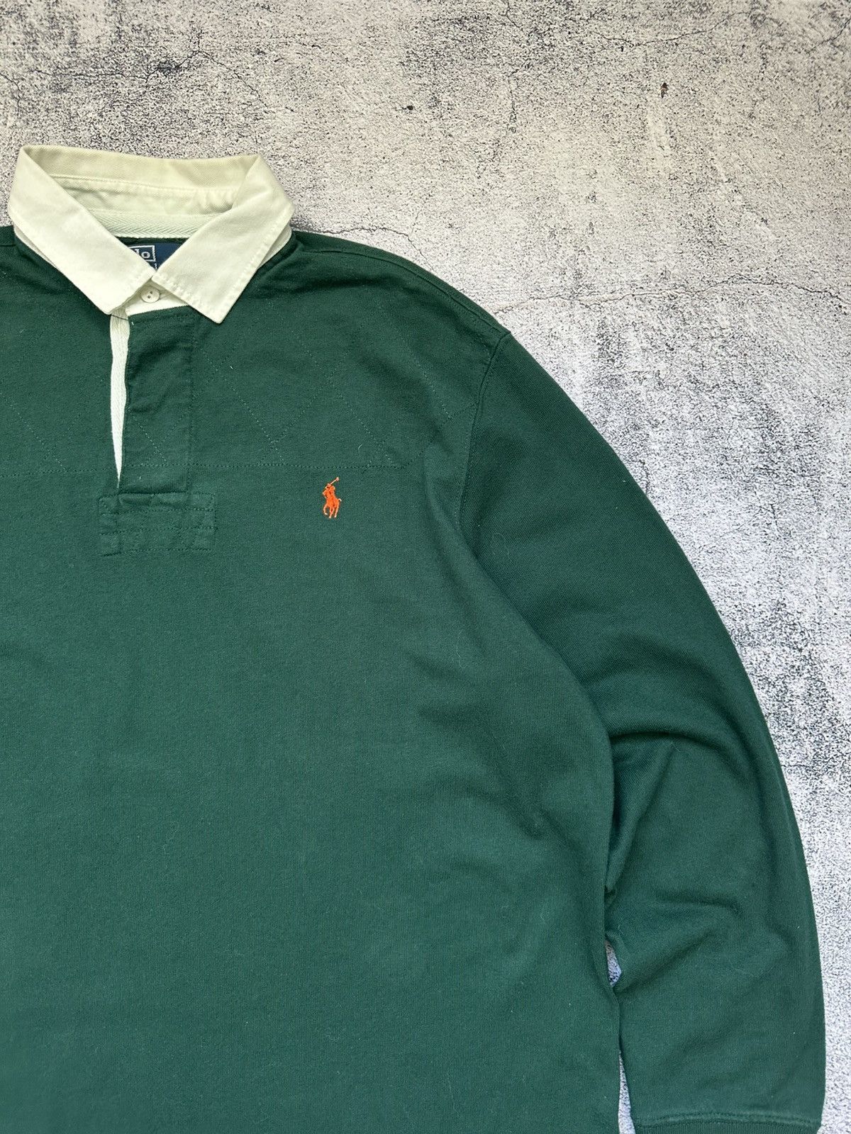 Polo Ralph Lauren Vintage Polo Ralph Lauren Sweatshirt Green Fit Orange Logo Size US L / EU 52-54 / 3 - 7 Thumbnail