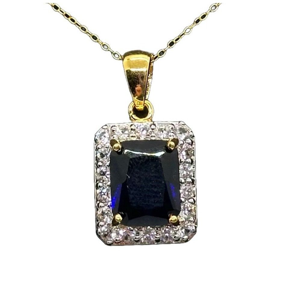 image of Designer Beautiful 4 Carat Emerald Cut Blue Amethyst Necklace, Women's