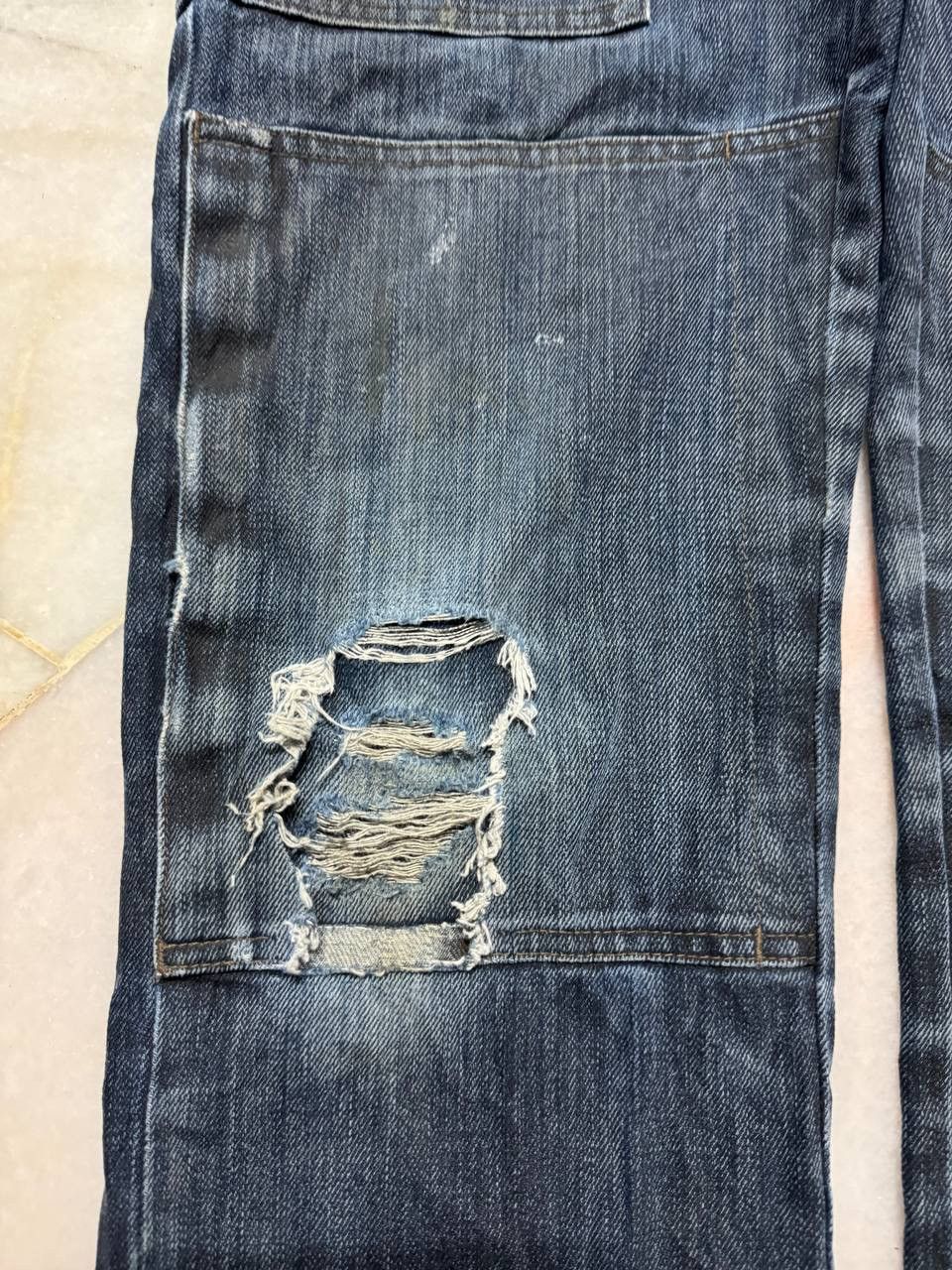 Rusty Trashed💥Vtg Bluster Multipocket Double Knee Distressed Jean Size US 31 - 5 Thumbnail