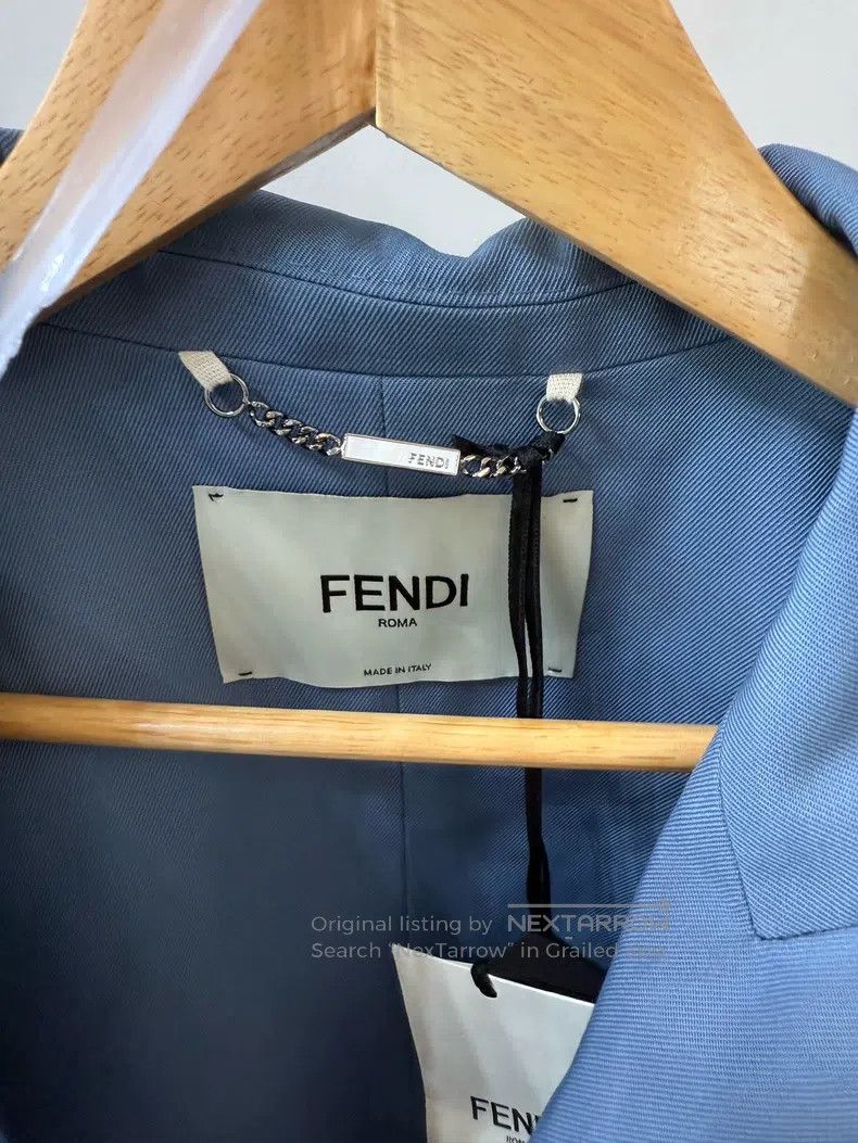 Fendi Fendi Blue Satin Texture Workwear Suit Size XS / US 0-2 / IT 36-38 - 3 Thumbnail