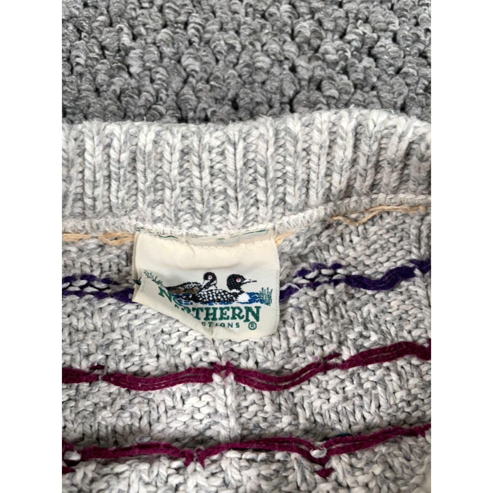 Northern Reflections VINTAGE Northern Reflections Sweater Shirt Men Medium Gray Geometric 90s Classic Retro Chunky Knit Crew Neck Pullover Warm Heavyweight Size US M / EU 48-50 / 2 - 3 Thumbnail