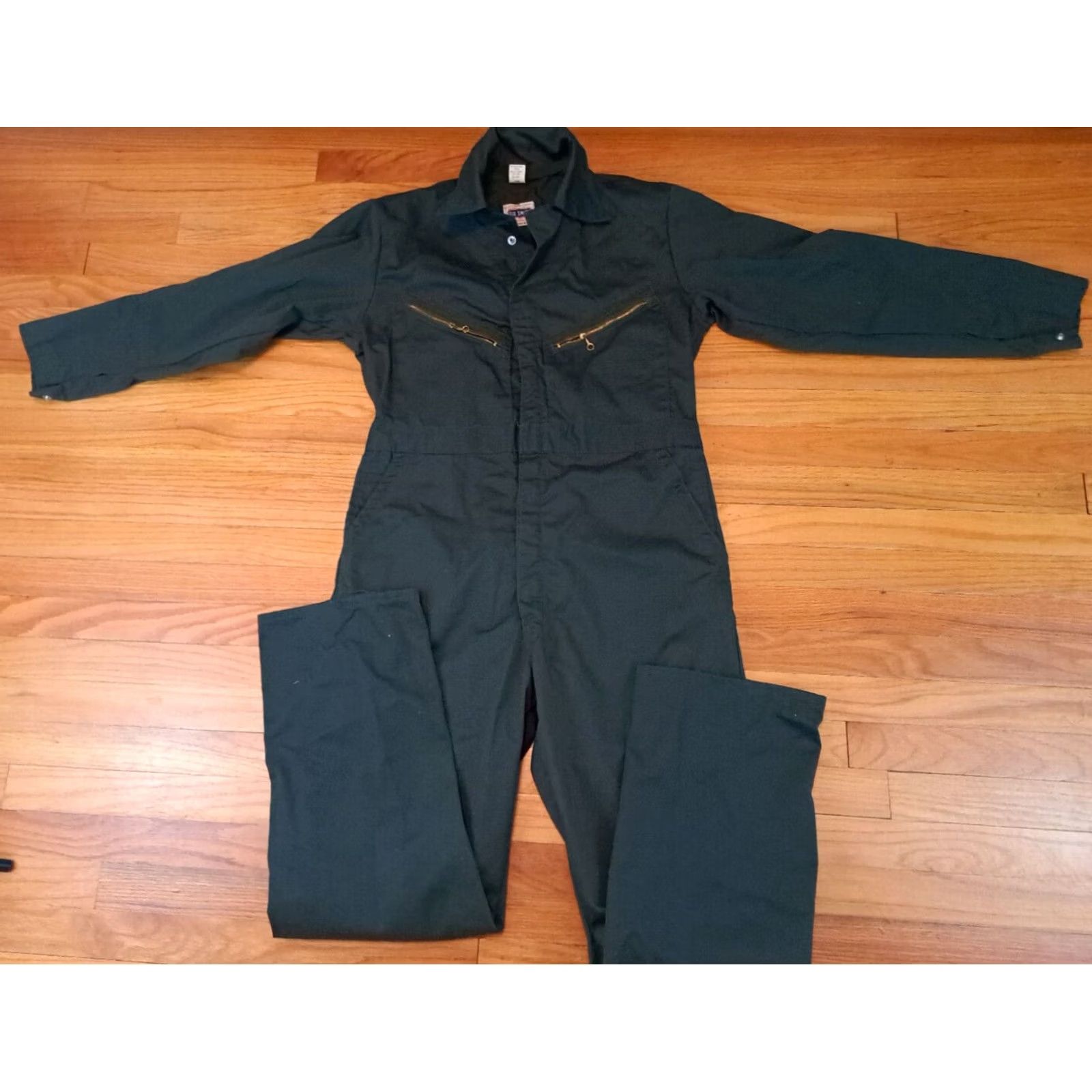 Vintage Big Smith USA made Canvas Coveralls Green Medium Pockets Ring Zipper Shop EUC Size ONE SIZE - 5 Thumbnail