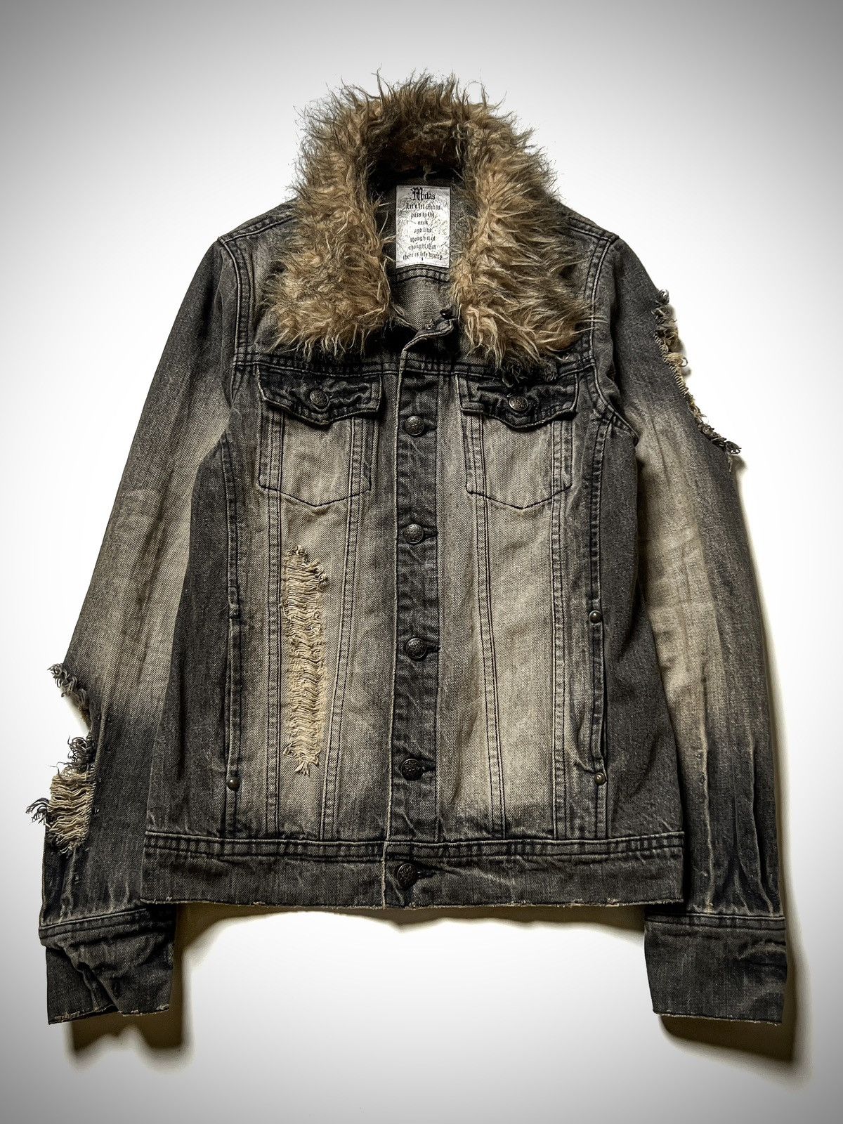 Japanese Brand Midas Archive Distressed Fur Jacket VKei Y2K Custom Rings Size US M / EU 48-50 / 2 - 1 Thumbnail