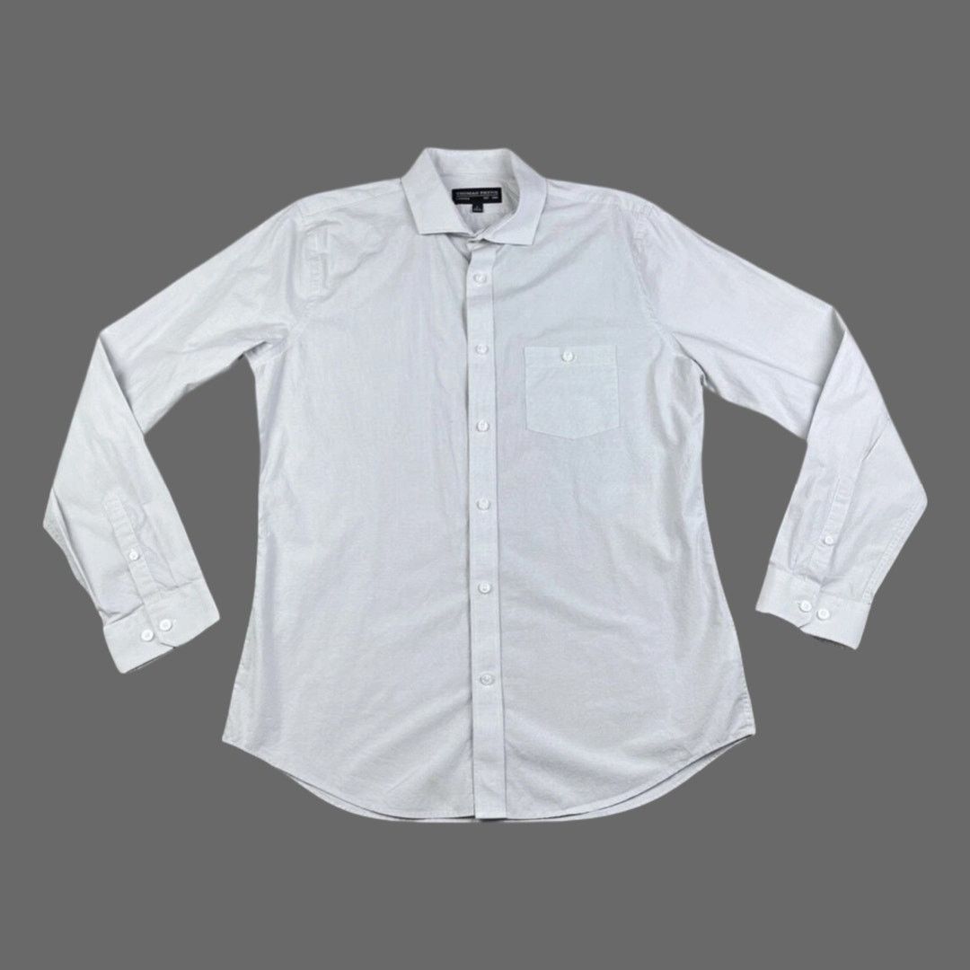 Other Thomas Payne London Button Down Mens LS Light Gray Large EUC Size US L / EU 52-54 / 3 - 1 Thumbnail