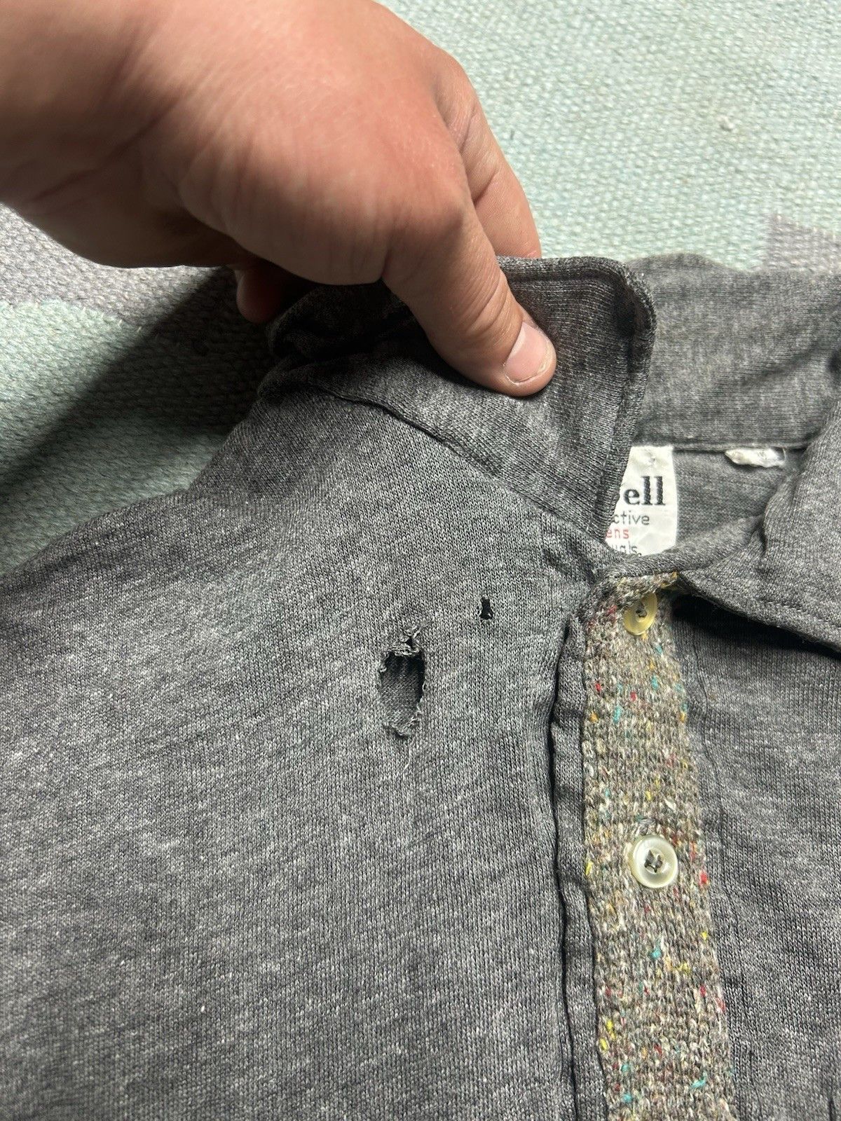 Vintage Vtg 1960s polo shirt dark gray black pullover distressed M/L Size US M / EU 48-50 / 2 - 4 Thumbnail