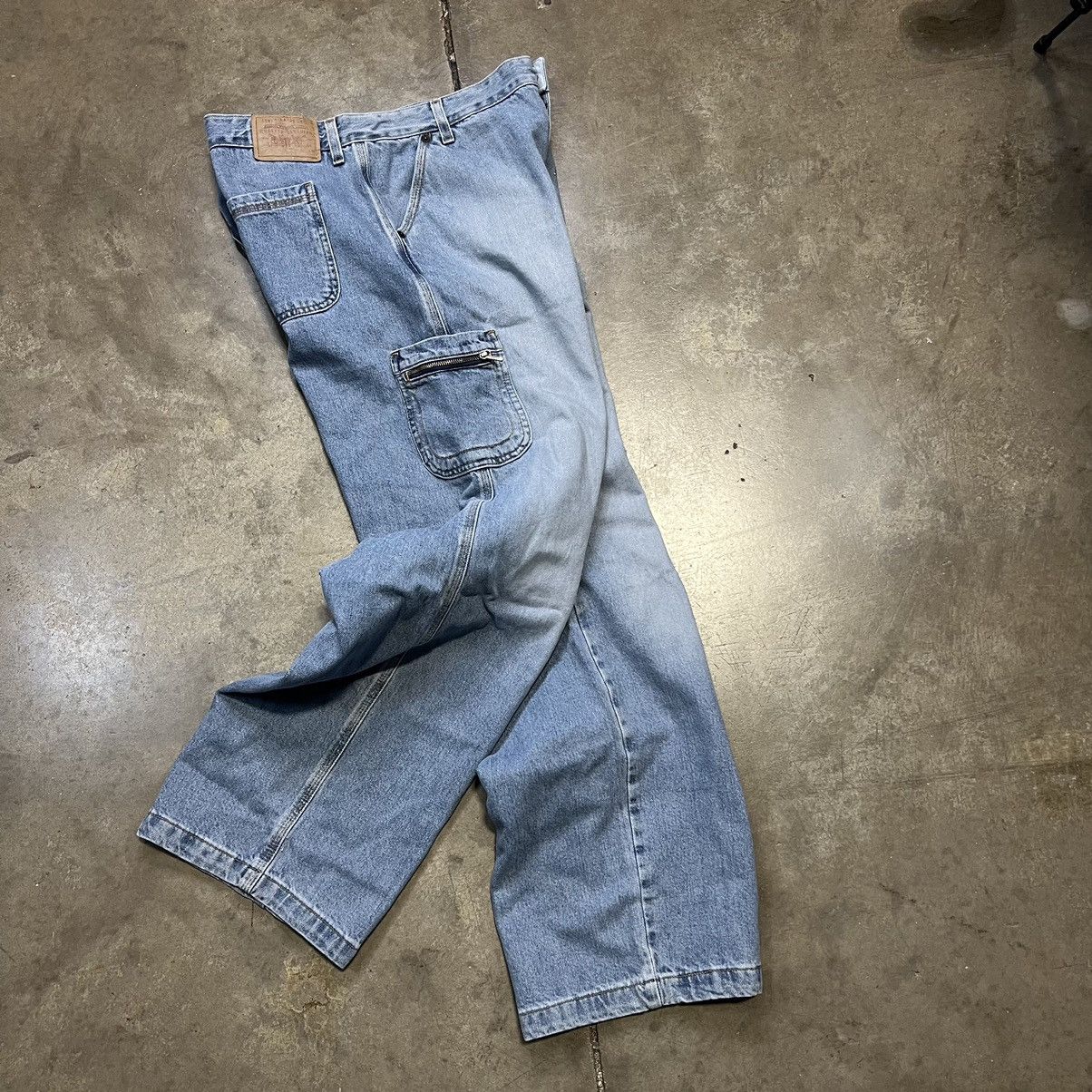 Levi's × Vintage Vintage Y2K Levi’s Wide Leg Baggy Cargo Denim Jeans Faded Size US 35 - 7 Thumbnail