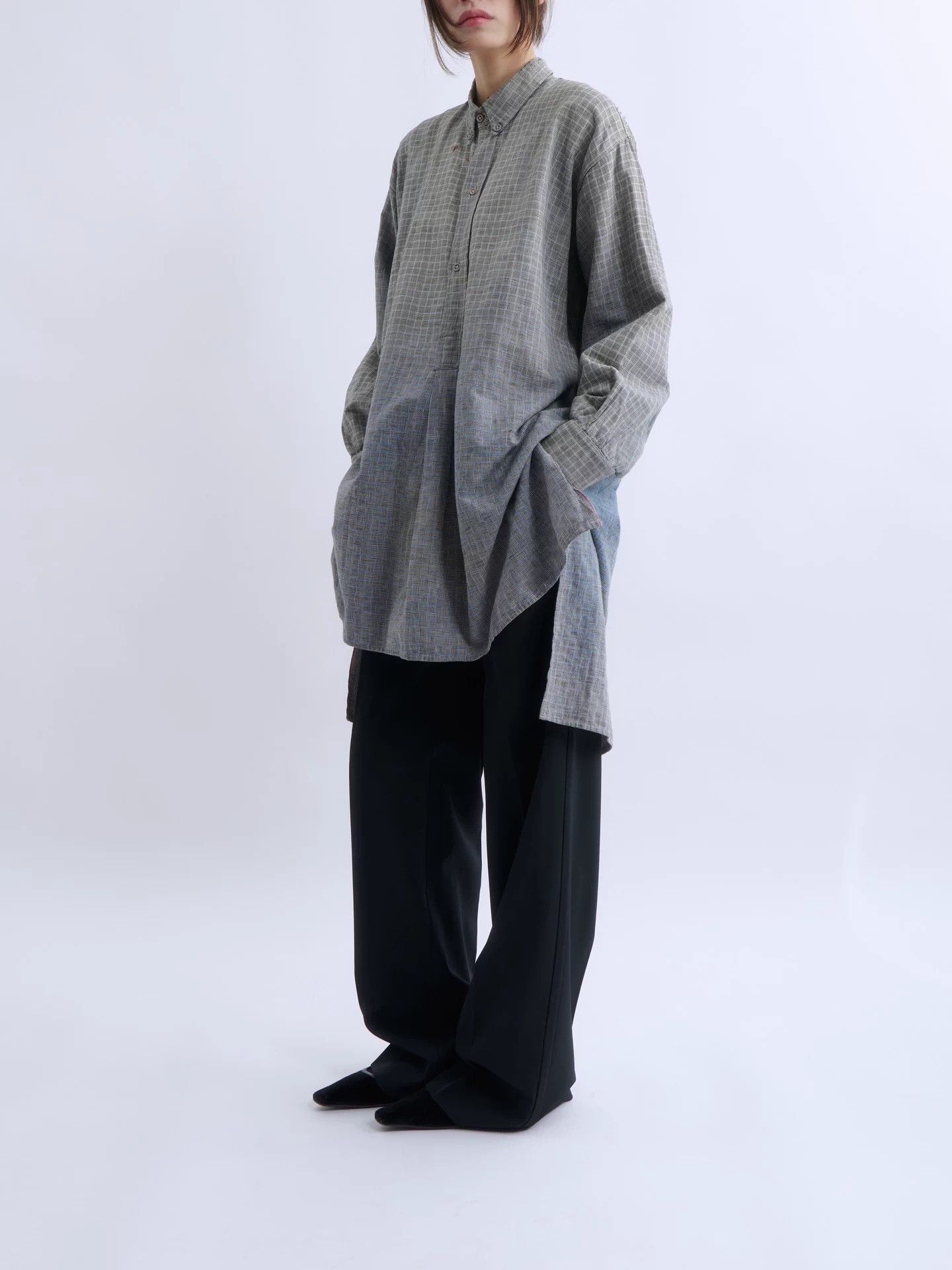 Other European Antique 50Y Check Gradation Boro Pullover Shirt Size XL / US 12-14 / IT 48-50 - 2 Thumbnail