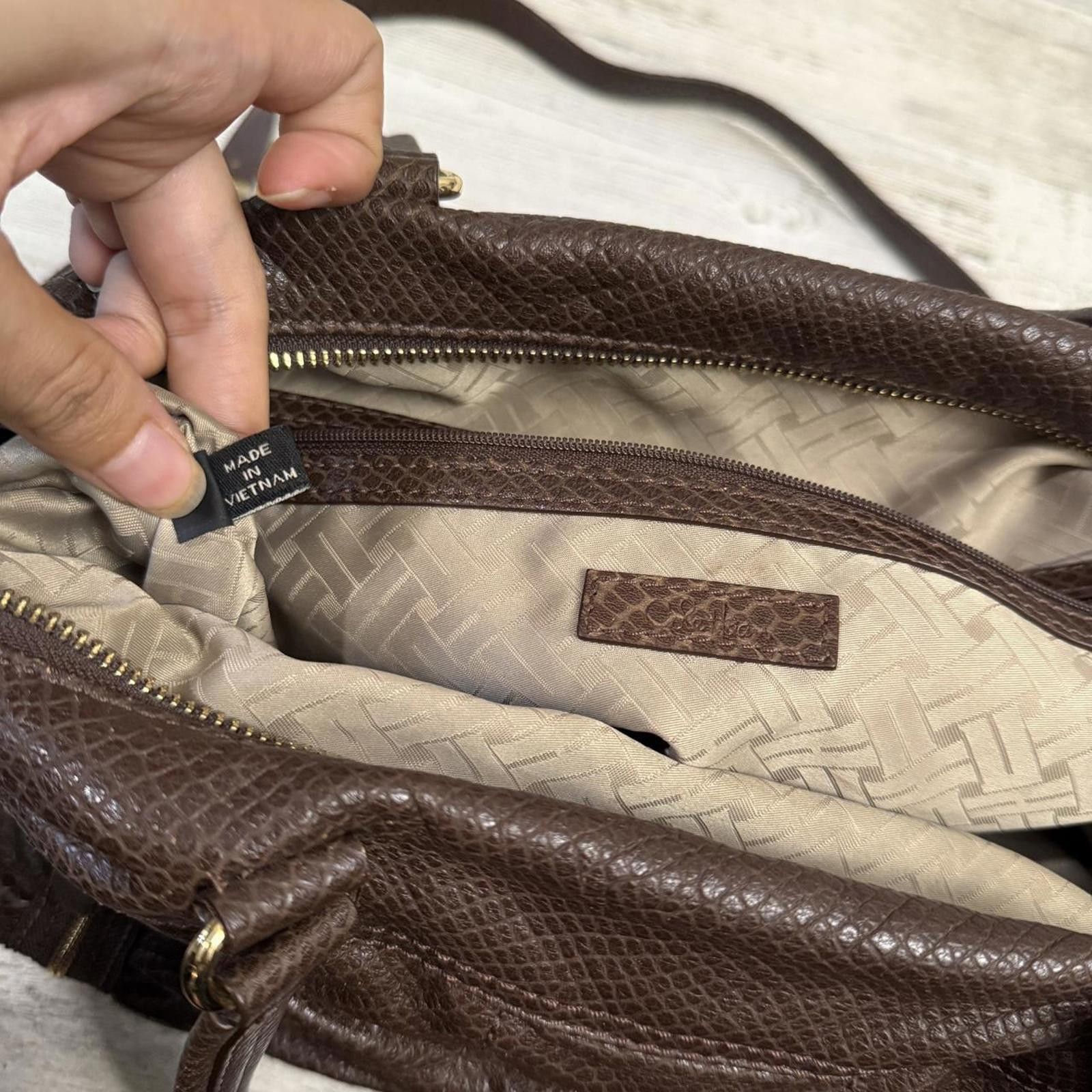 Cole Haan Brown Cole Haan Ruched Pebbled Tote Bag Size ONE SIZE - 6 Thumbnail