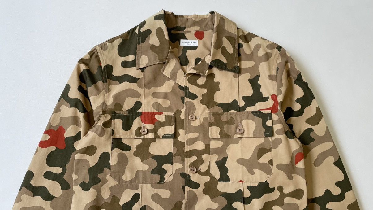 Dries Van Noten Sample ‘Desert Camo’ Print Utility Shirt Size US M / EU 48-50 / 2 - 2 Thumbnail
