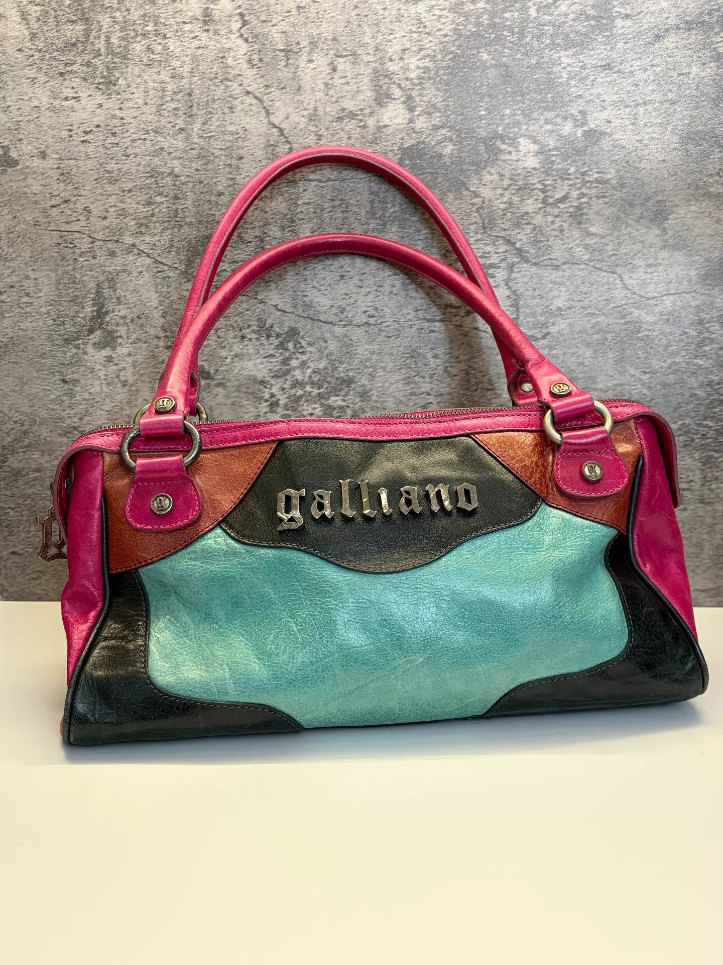 John Galliano John Galliano vtg colorblocked waxed leather underarm bag Size ONE SIZE - 1 Thumbnail