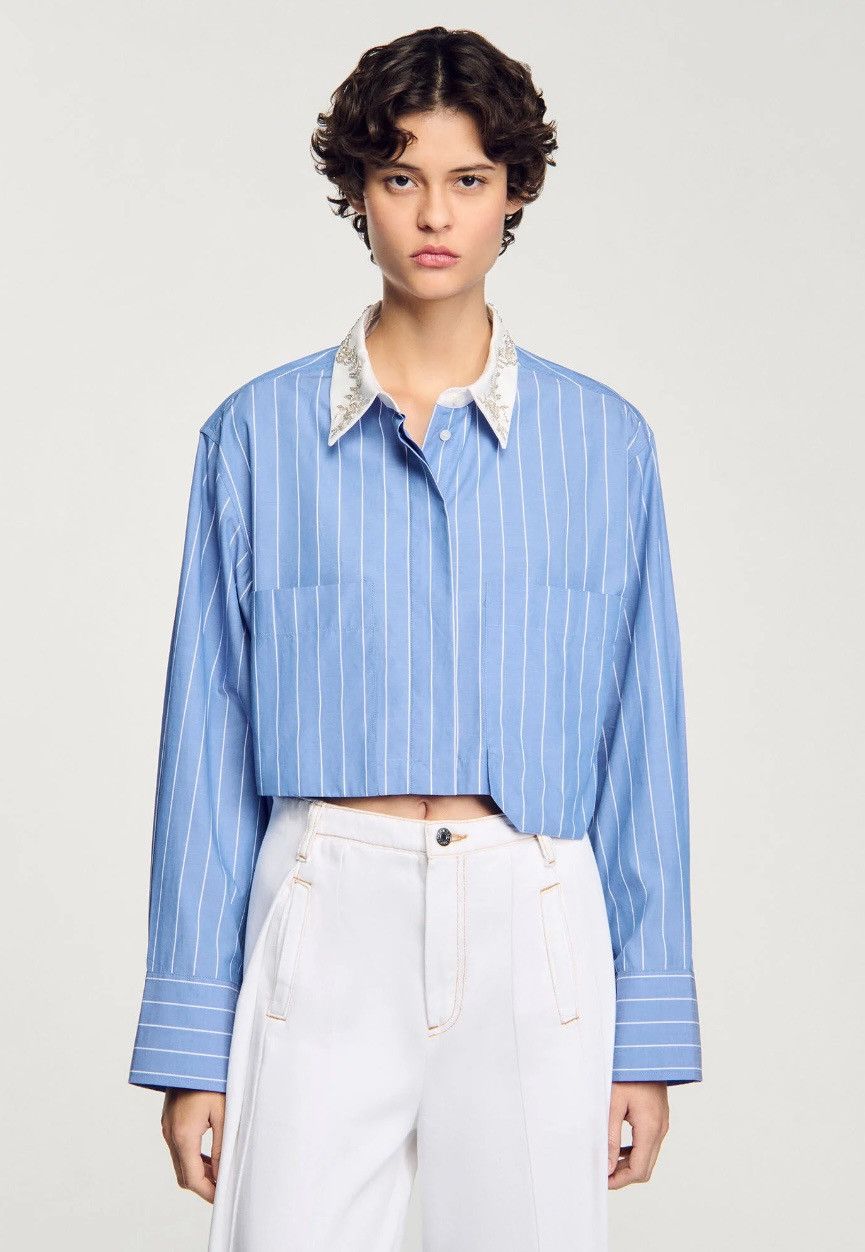 Sandro Sandro Women Crop Shirt Size S / US 4 / IT 40 - 3 Thumbnail