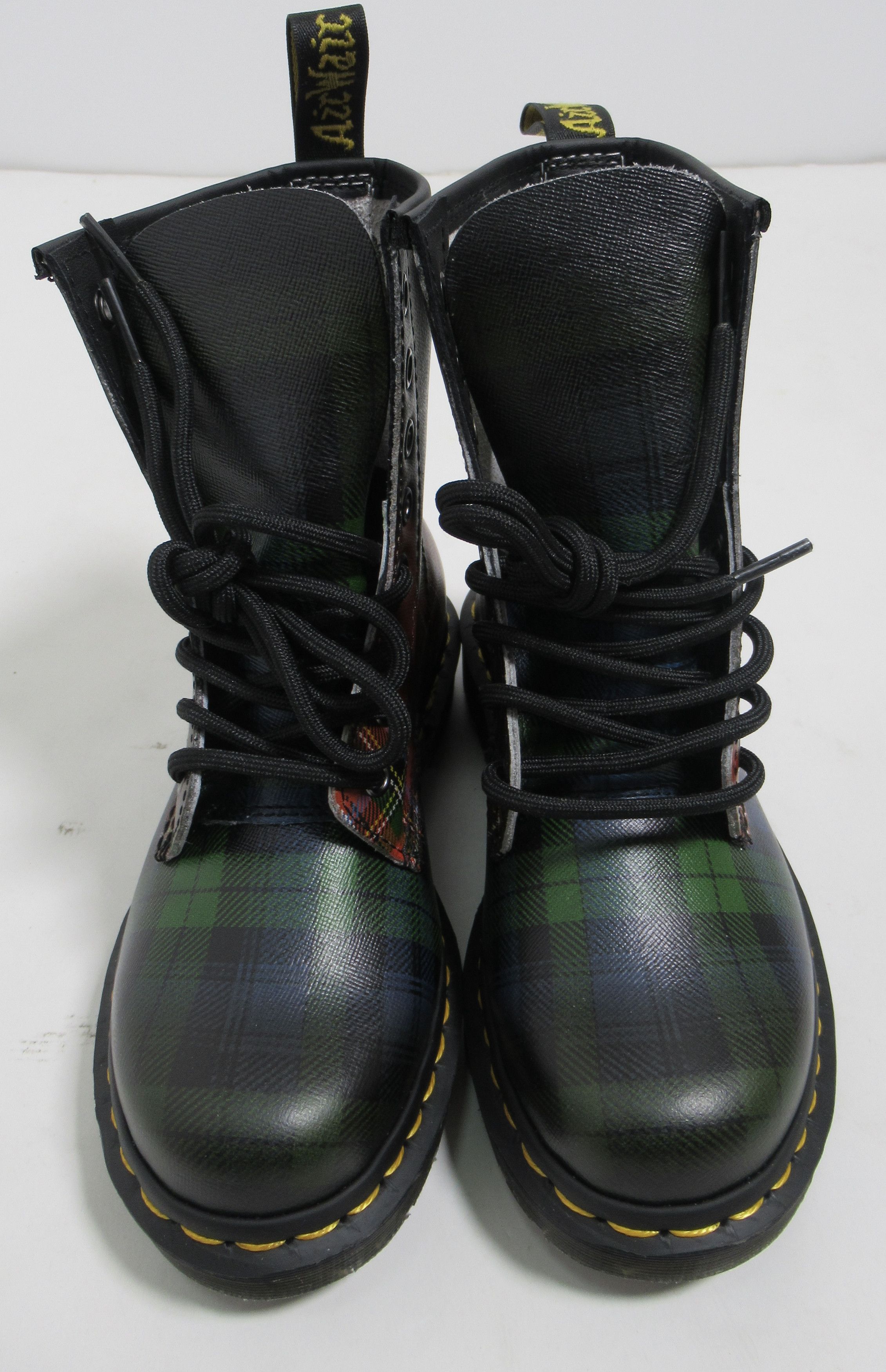 Dr Martens 1460 Tartan Leather Boots Red Stewart+Black - Main Image