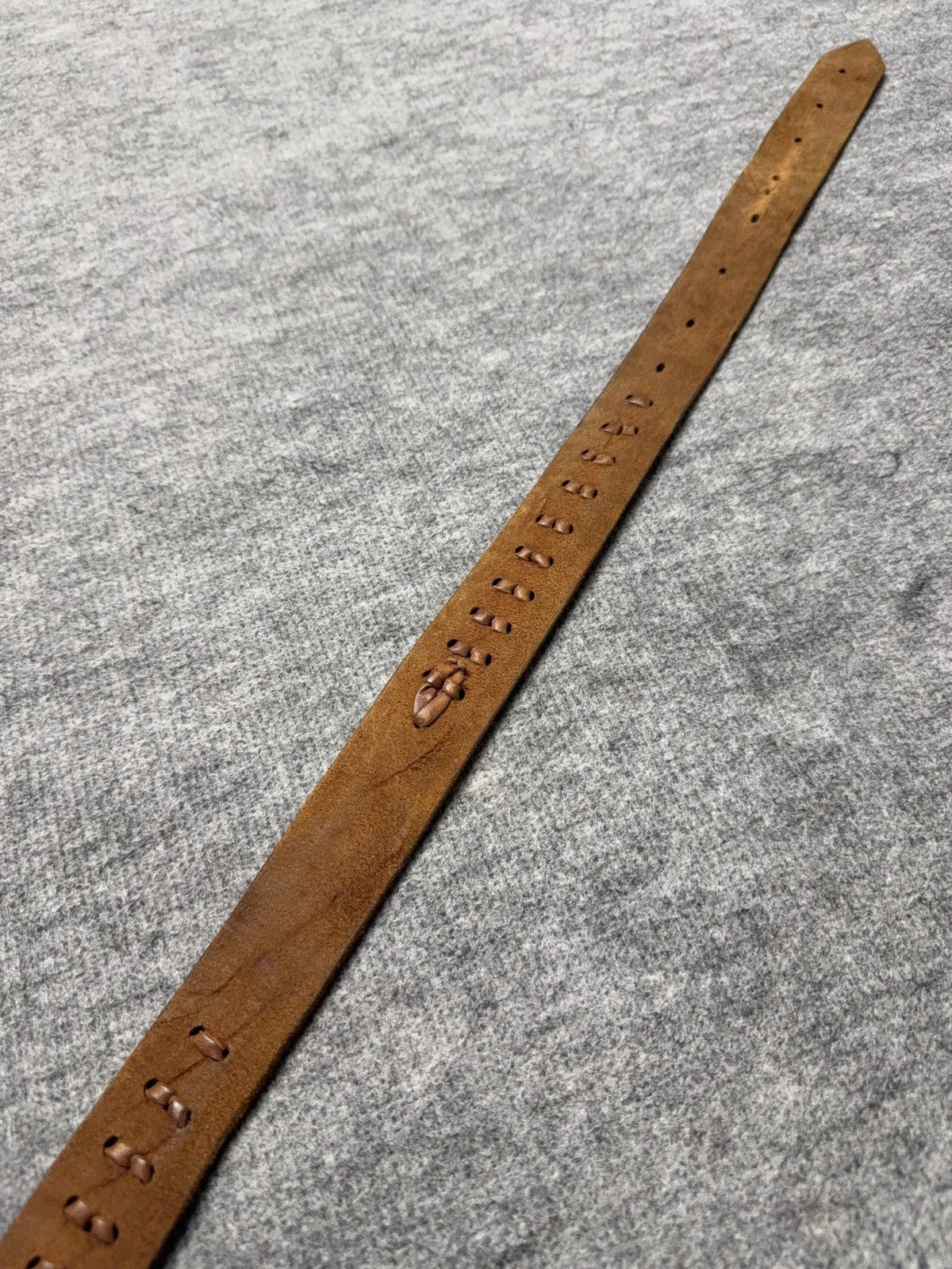 Vintage 90s Vintage Brown Tooled Leather Belt Braided Detail Western Size ONE SIZE - 12 Thumbnail