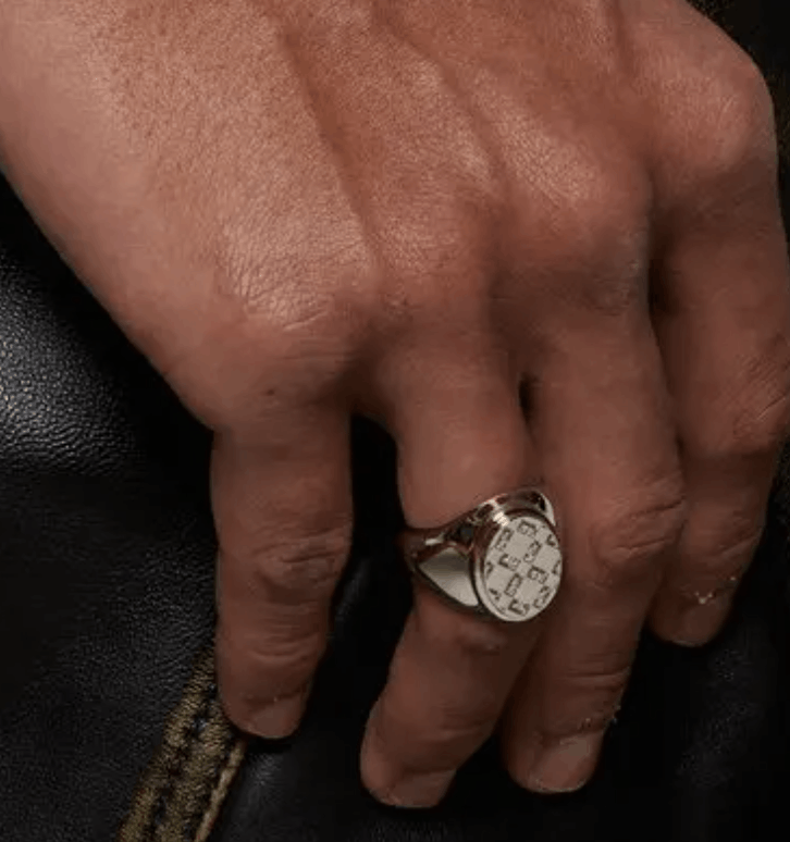Givenchy (Size 58 / US 8.25) 2G Monogram Signet Ring Silver Brass Size ONE SIZE - 2 Thumbnail