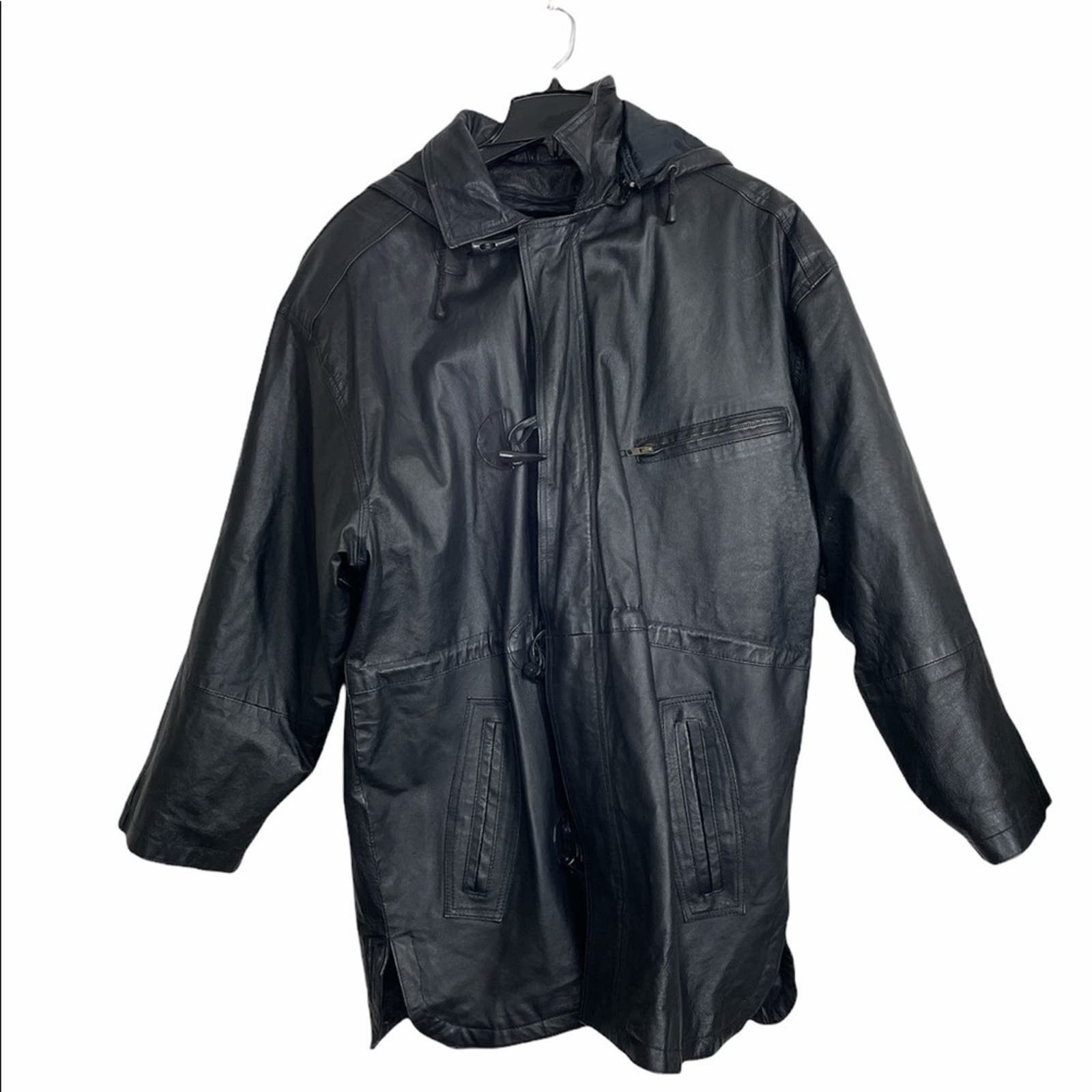 image of Fashion Elements Leather Coat Black Size Large, Men's