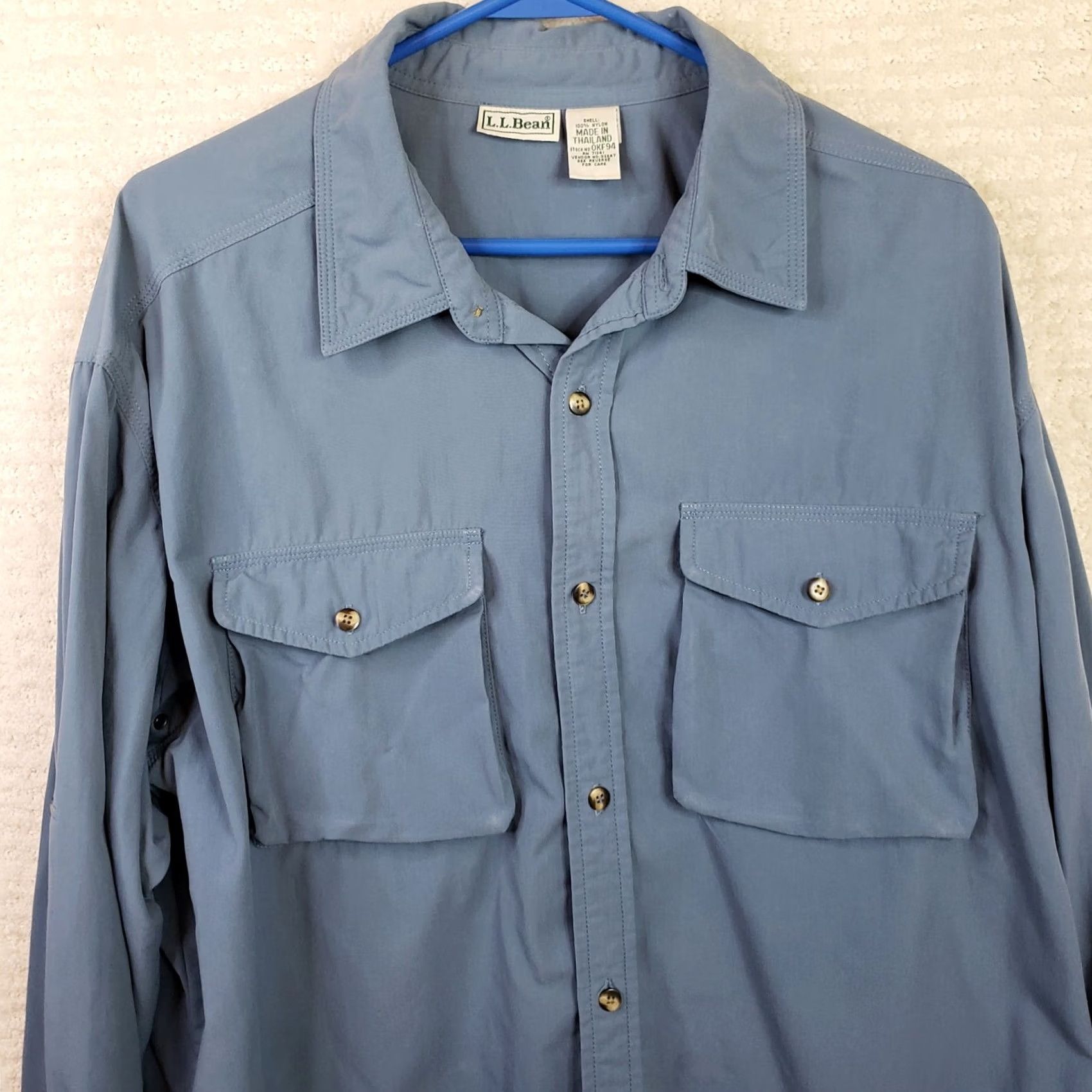 Vintage VINTAGE LL Bean Button-Up Shirt Mens L Blue Long Sleeve Collared Shirt Fold Tab Roll Up未 applicable Size US L / EU 52-54 / 3 - 2 Thumbnail