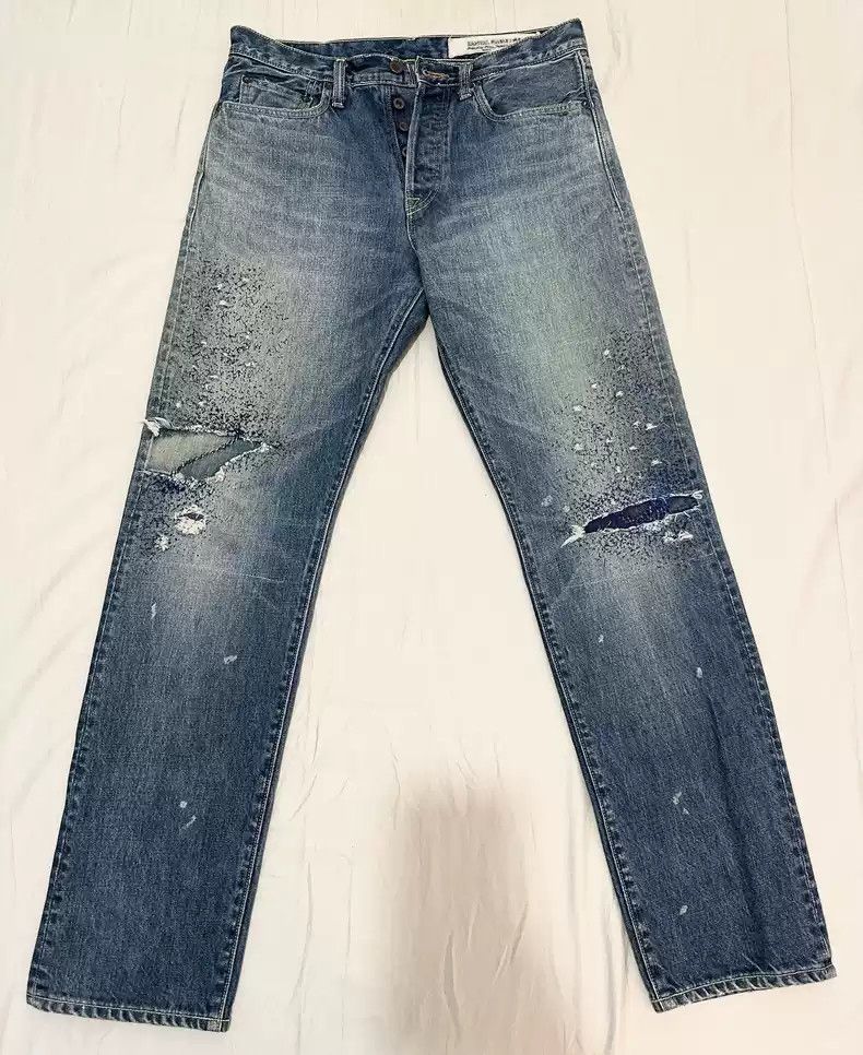 Kapital washing destroys thorn jeans