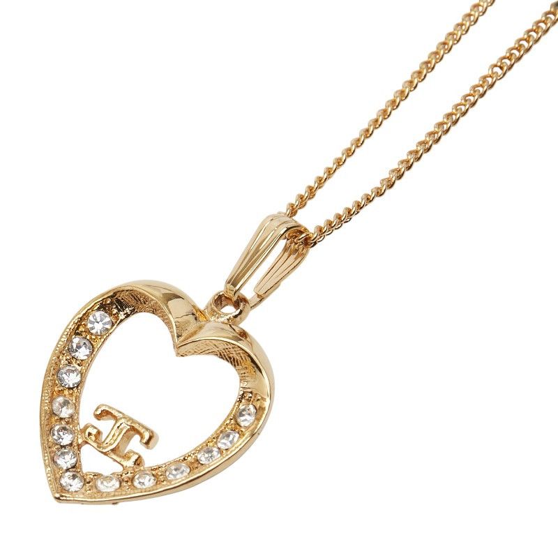 Givenchy Givenchy Heart Motif Rhinestone Necklace Metal Necklace DUTY FREE for USA