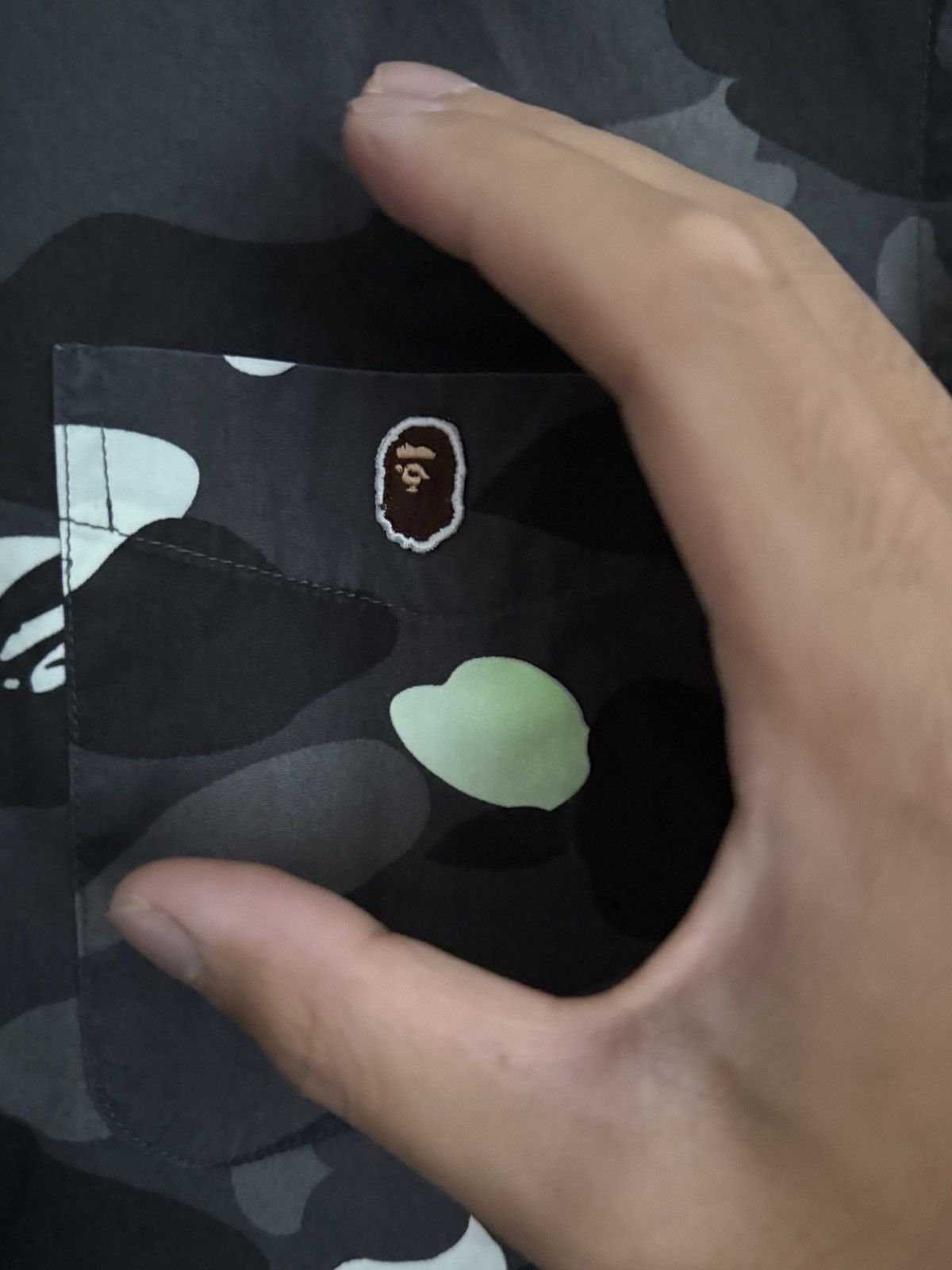 Bape Bape - Grey Glow-In-The-Dark Camo Short Sleeve Shirt - Sz M Size US M / EU 48-50 / 2 - 6 Thumbnail