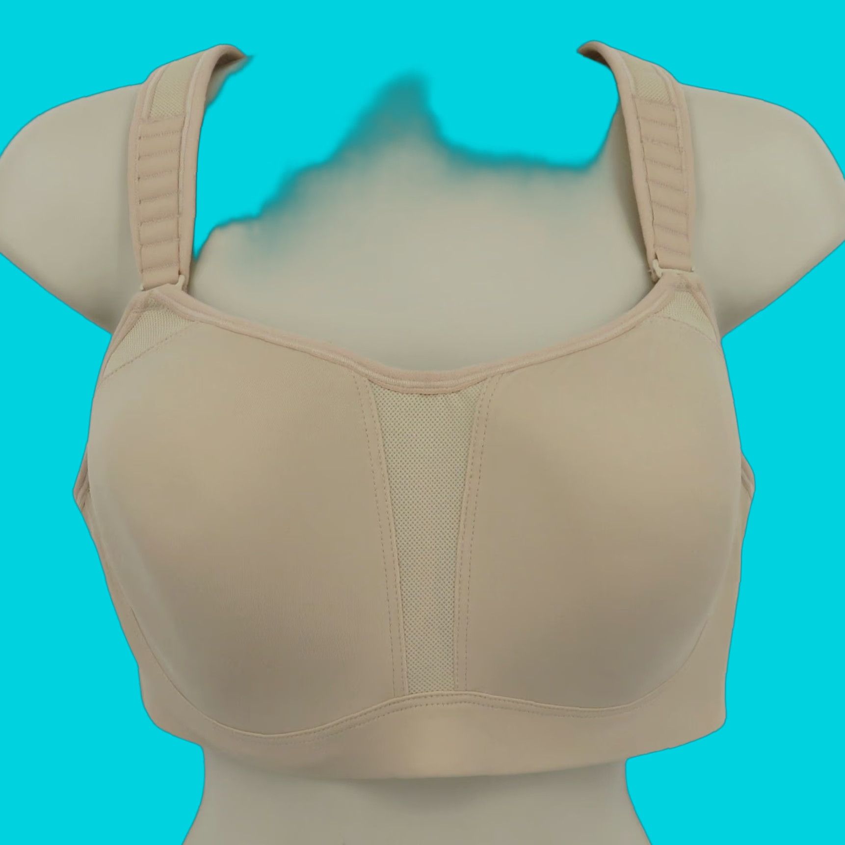 Vintage Delimira 42B A282 Contour Sports Bra High Impact Solid Beige Underwire NEW NWT Size ONE SIZE - 1 Thumbnail