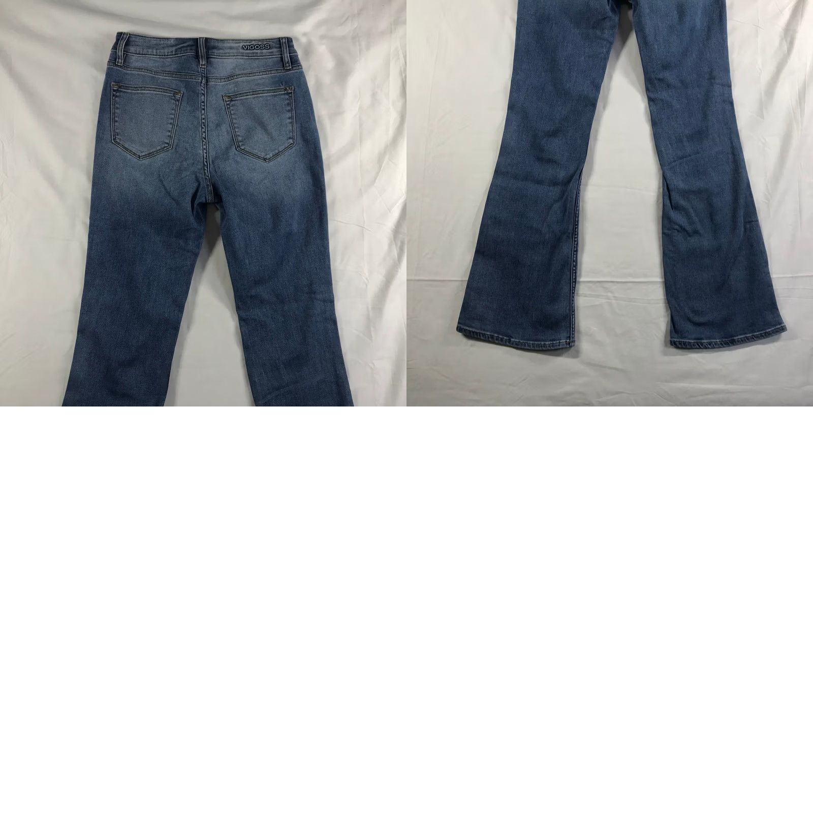 Vintage VIGOSS Jeans Flare High Rise Button Fly 27 Womens Medium Wash Blue 5-Pocket Denim Overall Shape Boots Heel Womens Size 27" / US 4 / IT 40 - 9 Thumbnail
