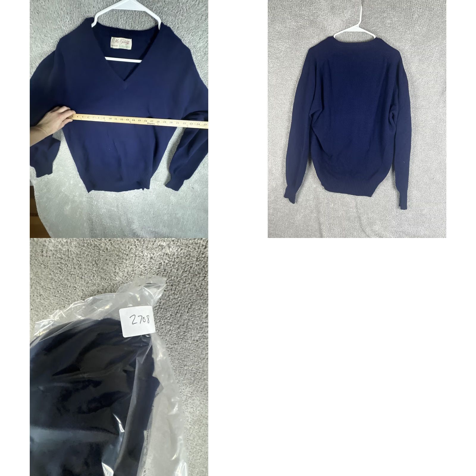 Vintage VINTAGE McGeorge Sweater Mens XL Navy Blue V Neck 100% Lambswool Made In Scotland Mens XL Knit Pullover Wool Solid Navy Blue Size US XL / EU 56 / 4 - 8 Thumbnail