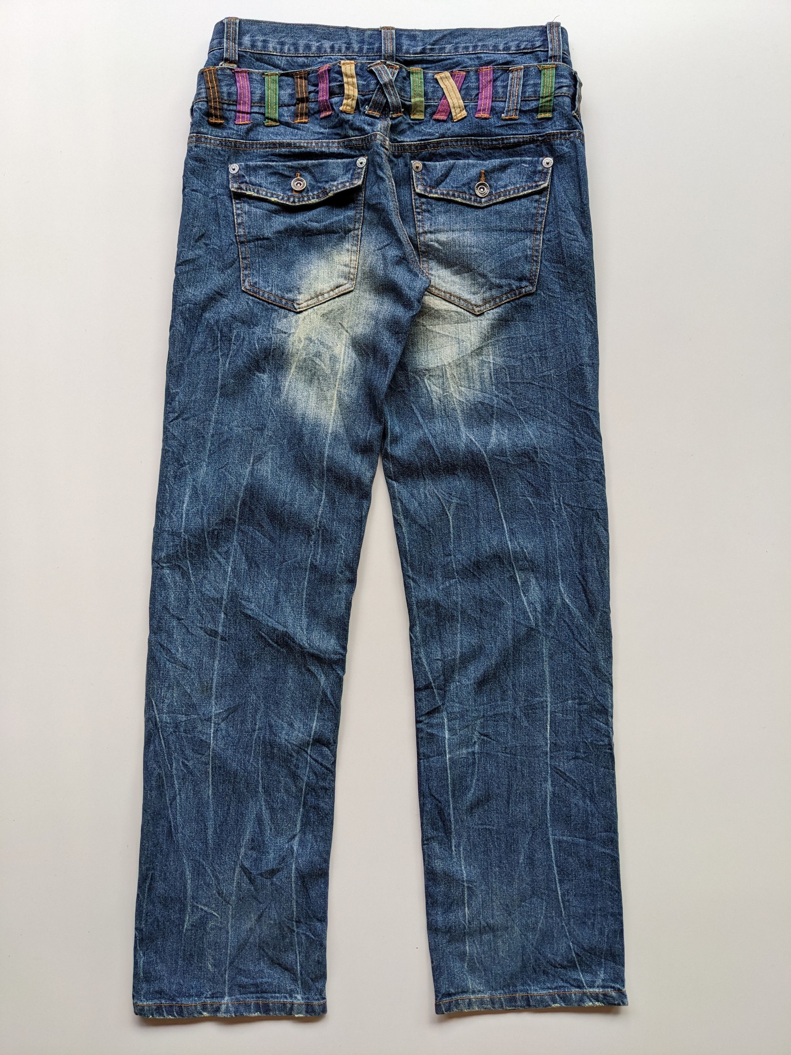 14th Addiction × Japanese Brand × Le Grande Bleu (L.G.B.) Nylaus Explosion double waist clawmark jeans Size US 33 - 2 Thumbnail