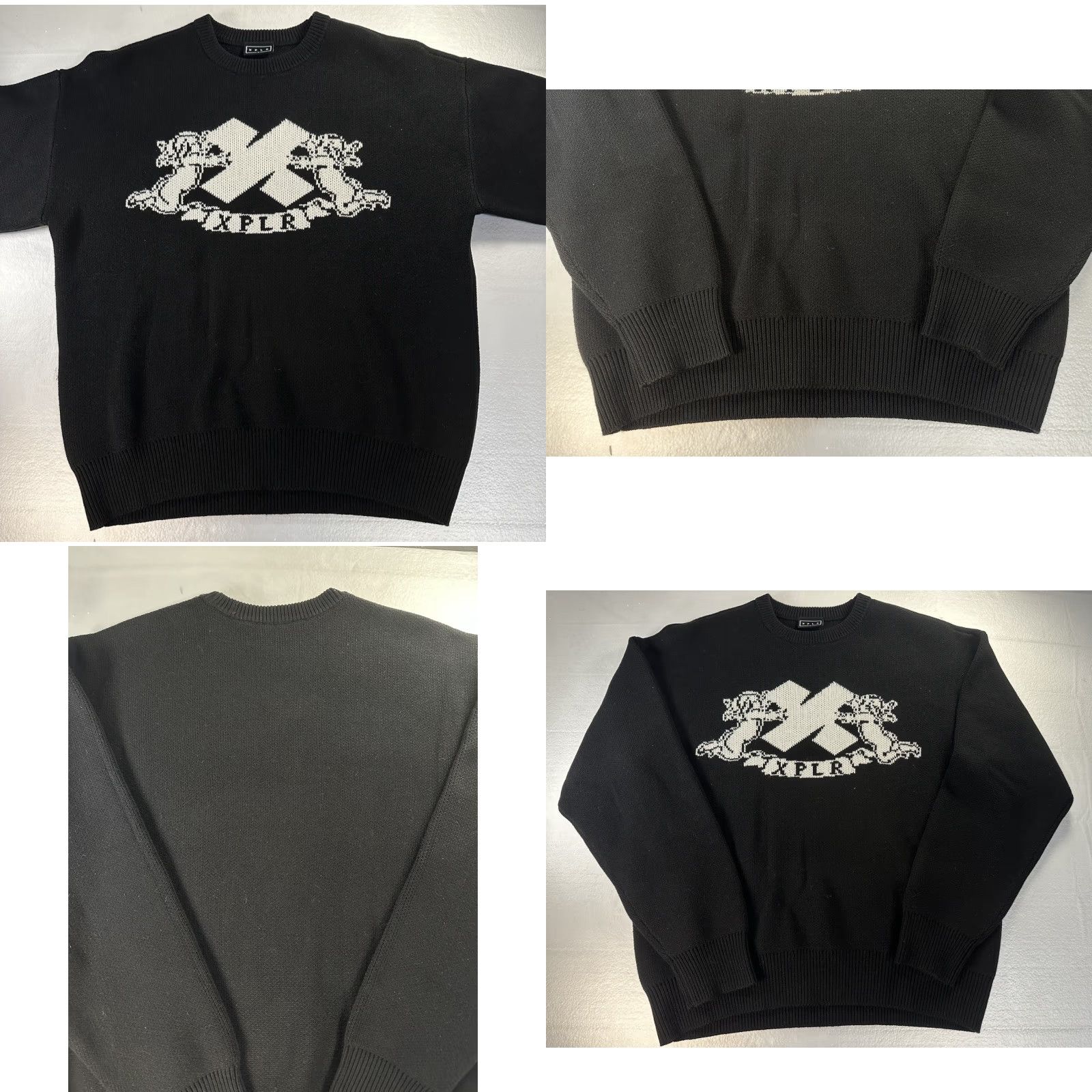 Vintage XPLR Sweater Mens Medium Black White Cherub Knit Heavy Pullover Size M / US 6-8 / IT 42-44 - 8 Thumbnail