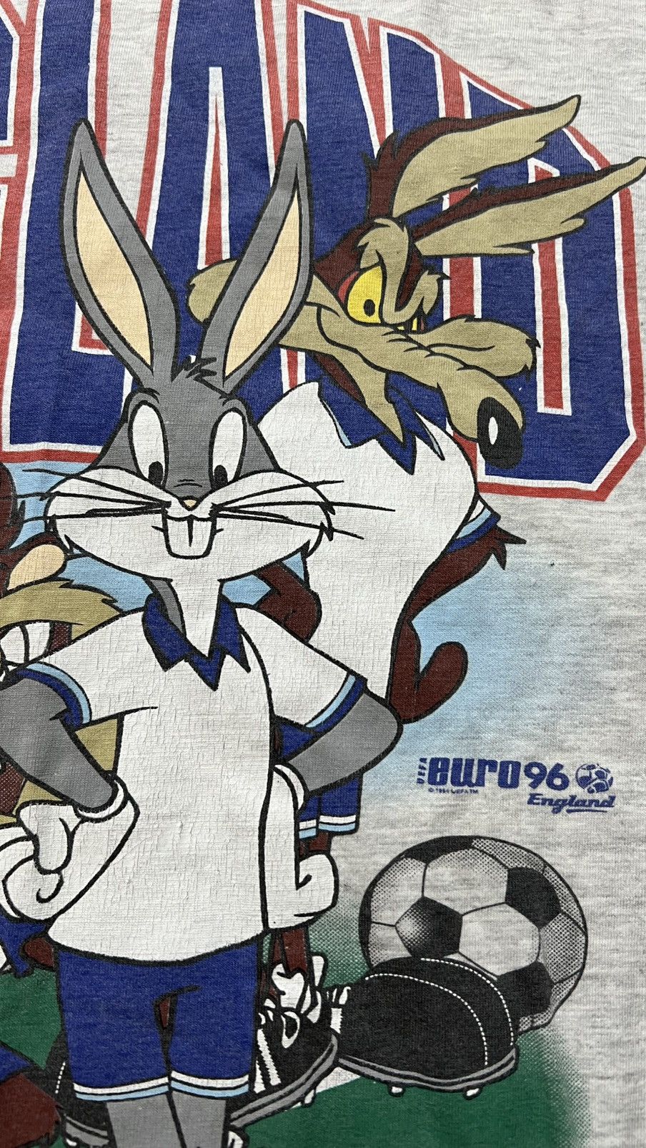 Nutmeg 1995-1996 looney tunes England football euro nutmeg t shirt Size US XL / EU 56 / 4 - 5 Thumbnail
