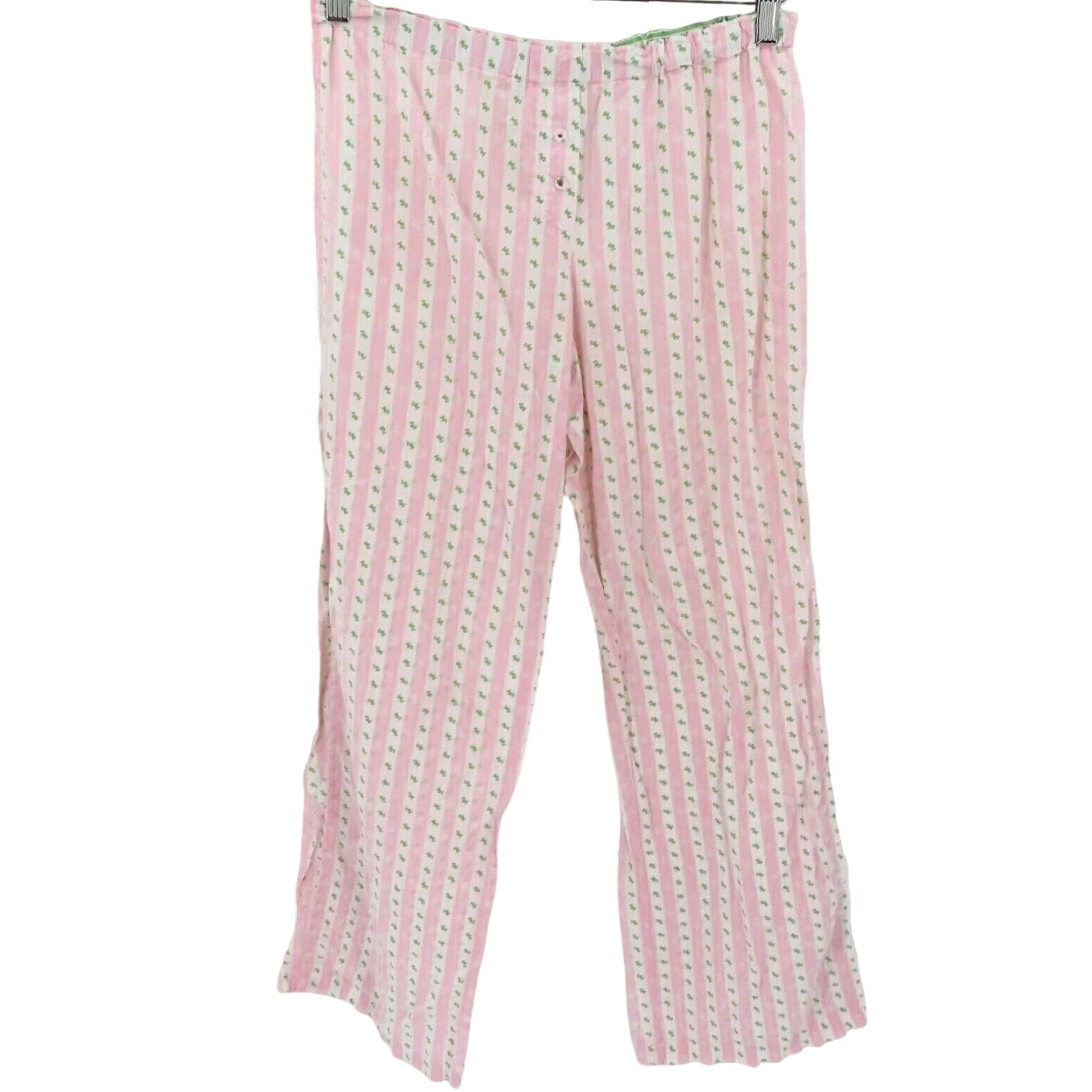 Victoria's Secret Victoria's Secret Pajama Pants Women M Striped Pink Green White Dog Print Cotton Lounge Pull On Size 32" / US 10 / IT 46 - 2 Thumbnail