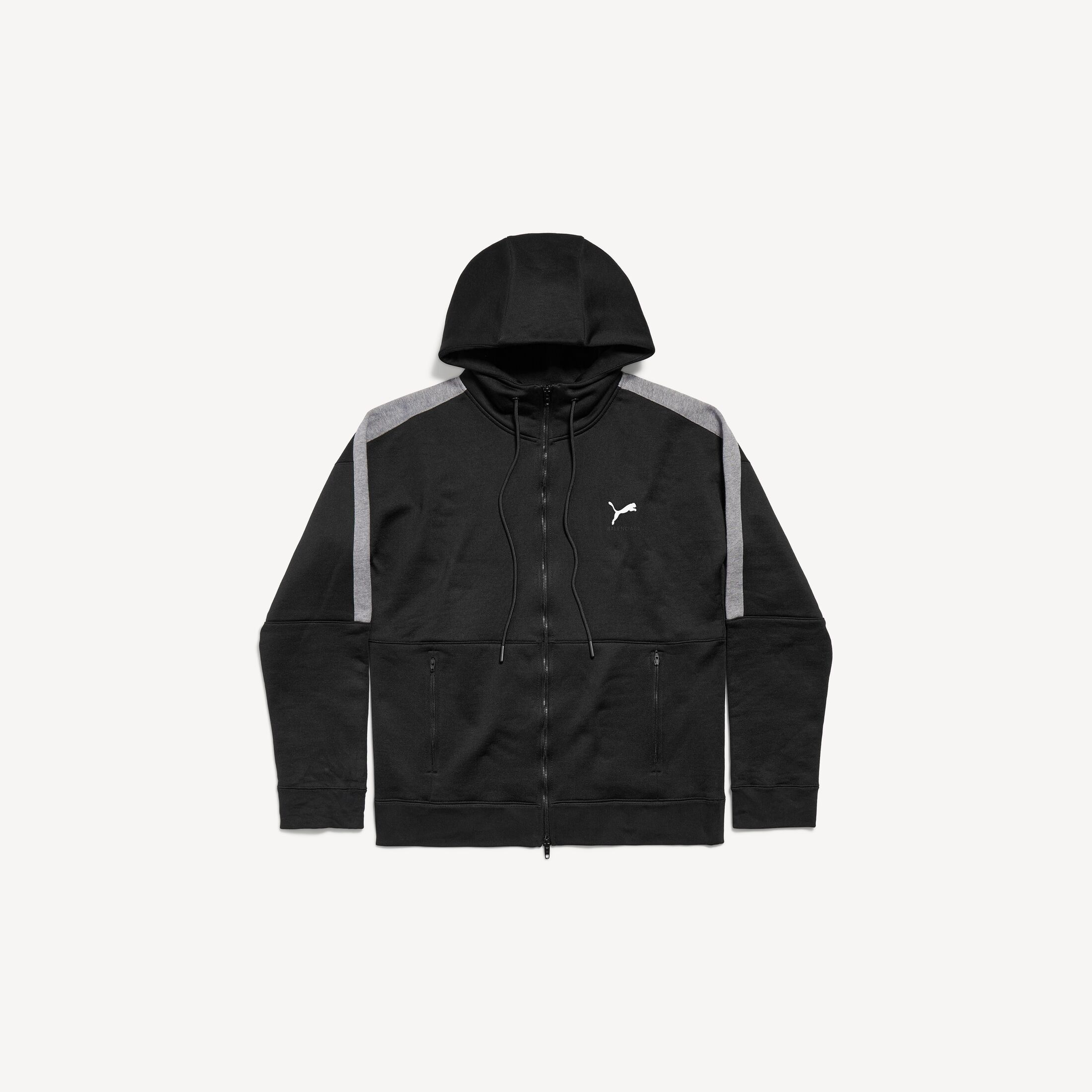 Balenciaga × Puma PUMA HOODED TRACKSUIT JACKET IN BLACK/DARK HEATHER GREY Size US XS / EU 42 / 0 - 1 Thumbnail